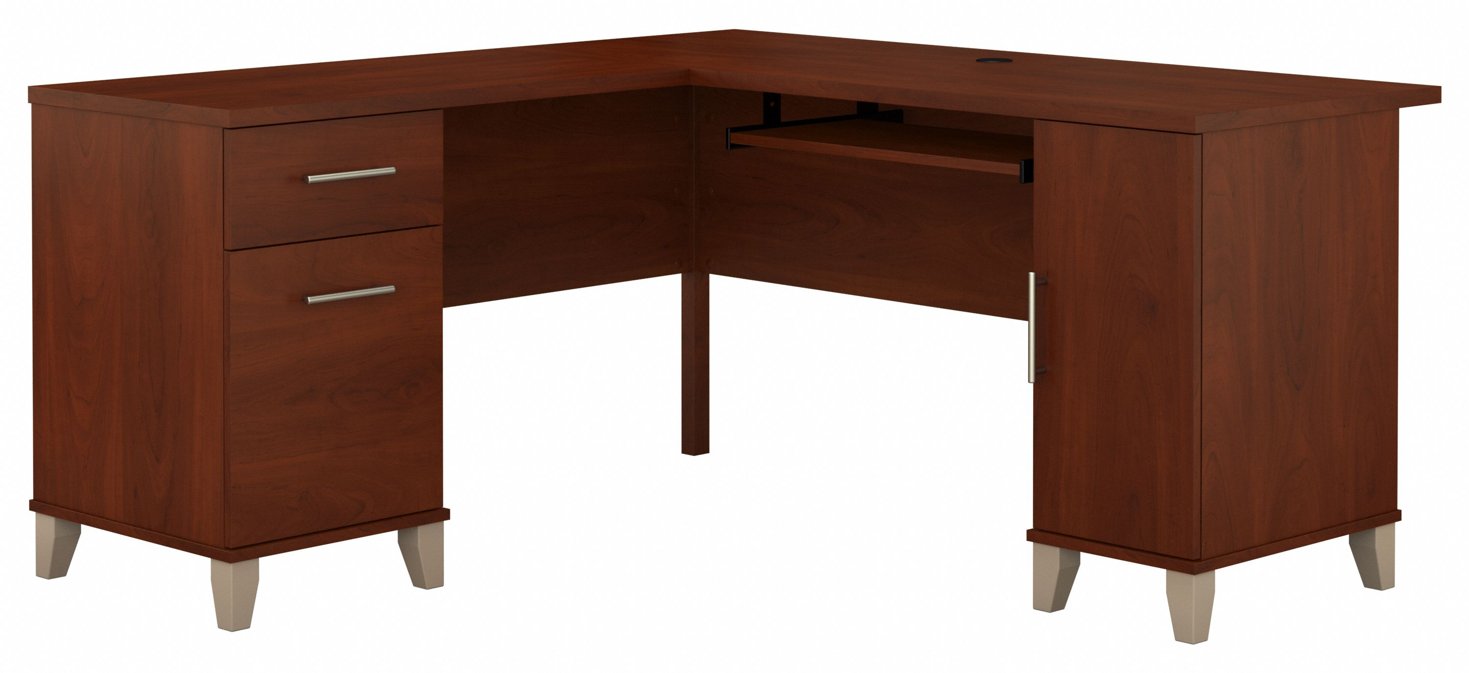 Bush Furniture Somerset 60W L Shaped Desk with Storage | Hansen Cherry/White_0