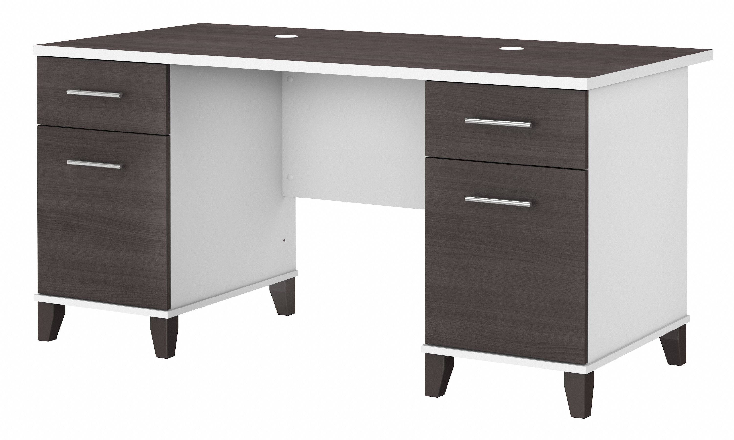 Bush Furniture Somerset 60W Office Desk with Drawers | Storm Gray/White_0