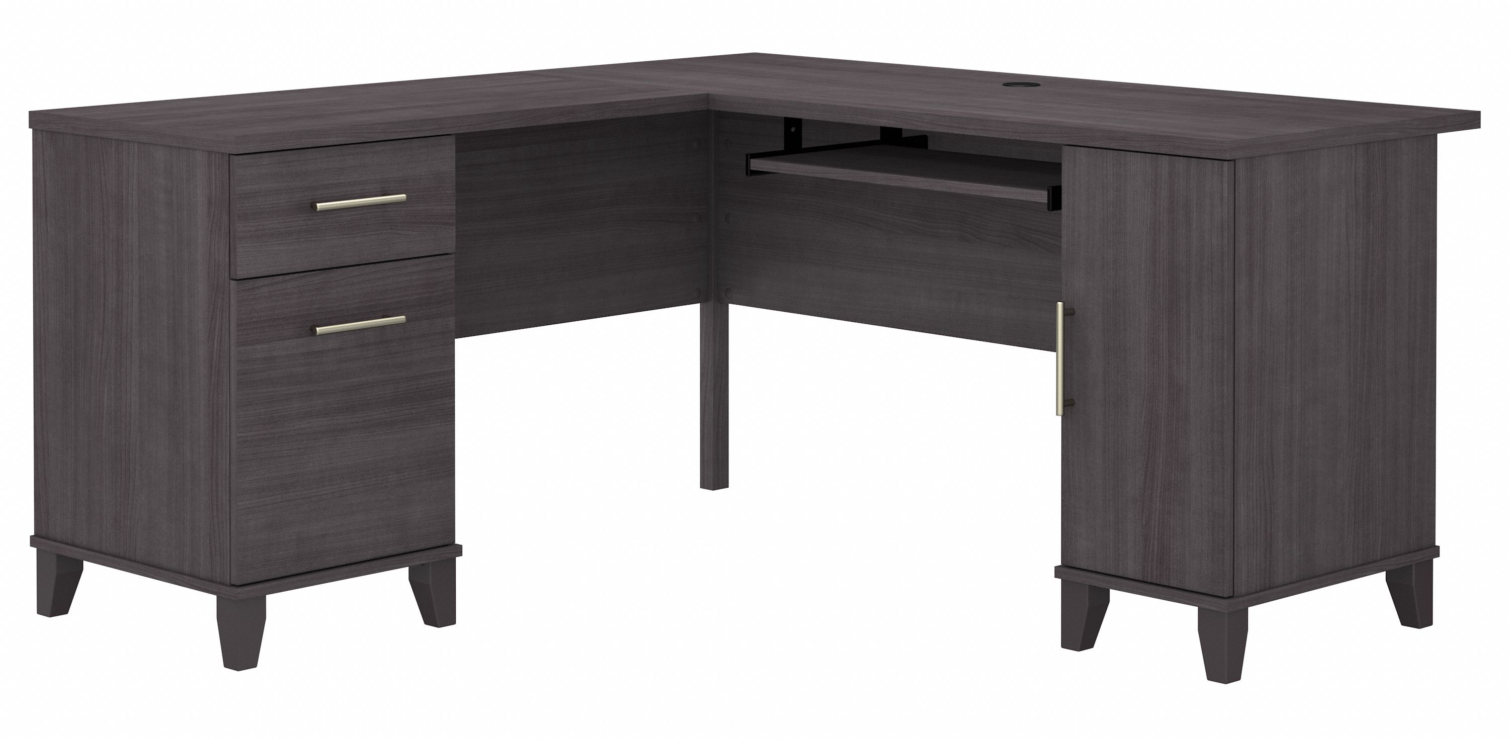 Bush Furniture Somerset 60W L Shaped Desk with Storage | Storm Gray/White_0