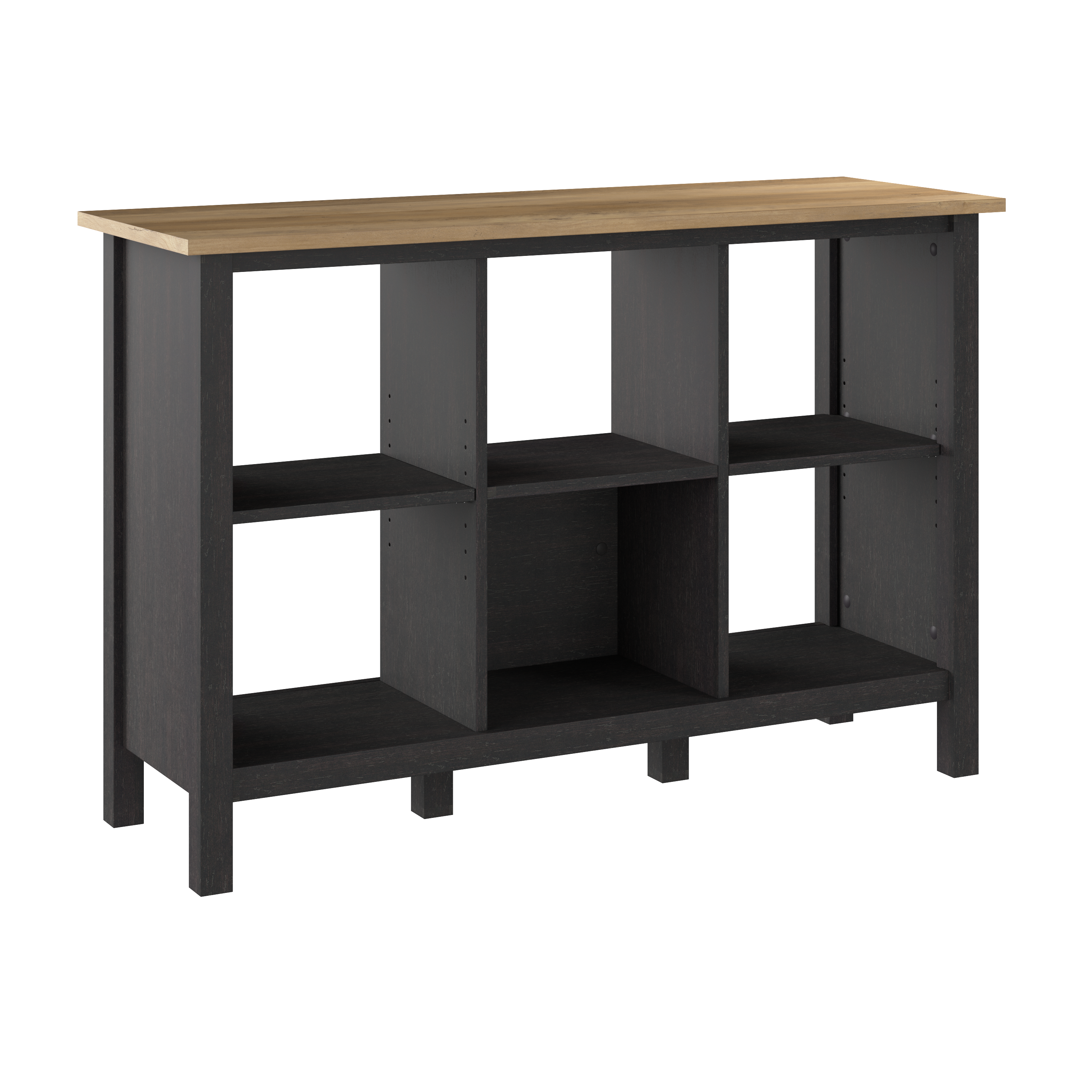 Bush Furniture Mayfield 6 Cube Bookcase | Vintage Black/Reclaimed Pine_0