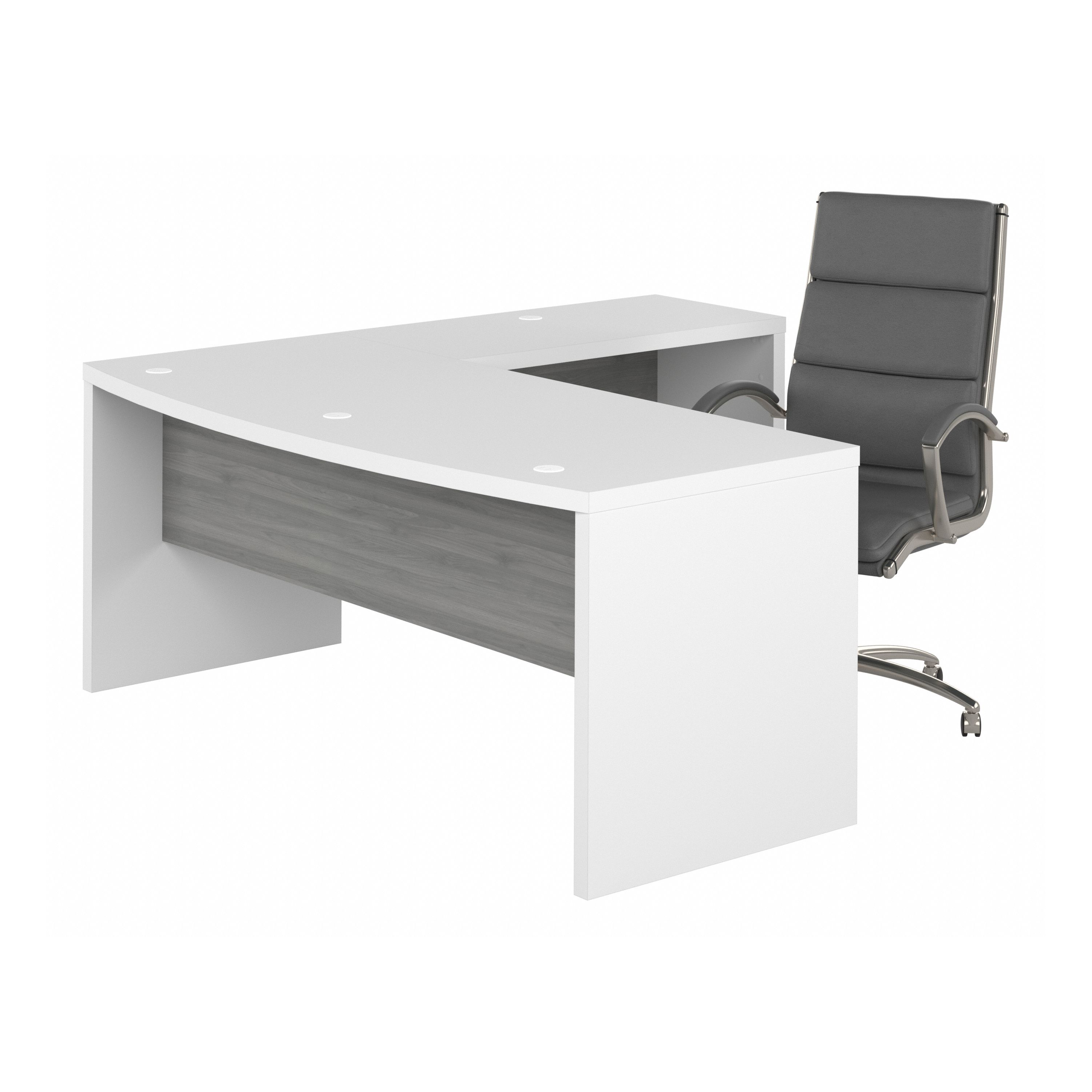 Bush Business Furniture Echo 72W Bow Front L Shaped Desk and Chair Set | Pure White/Modern Gray_0