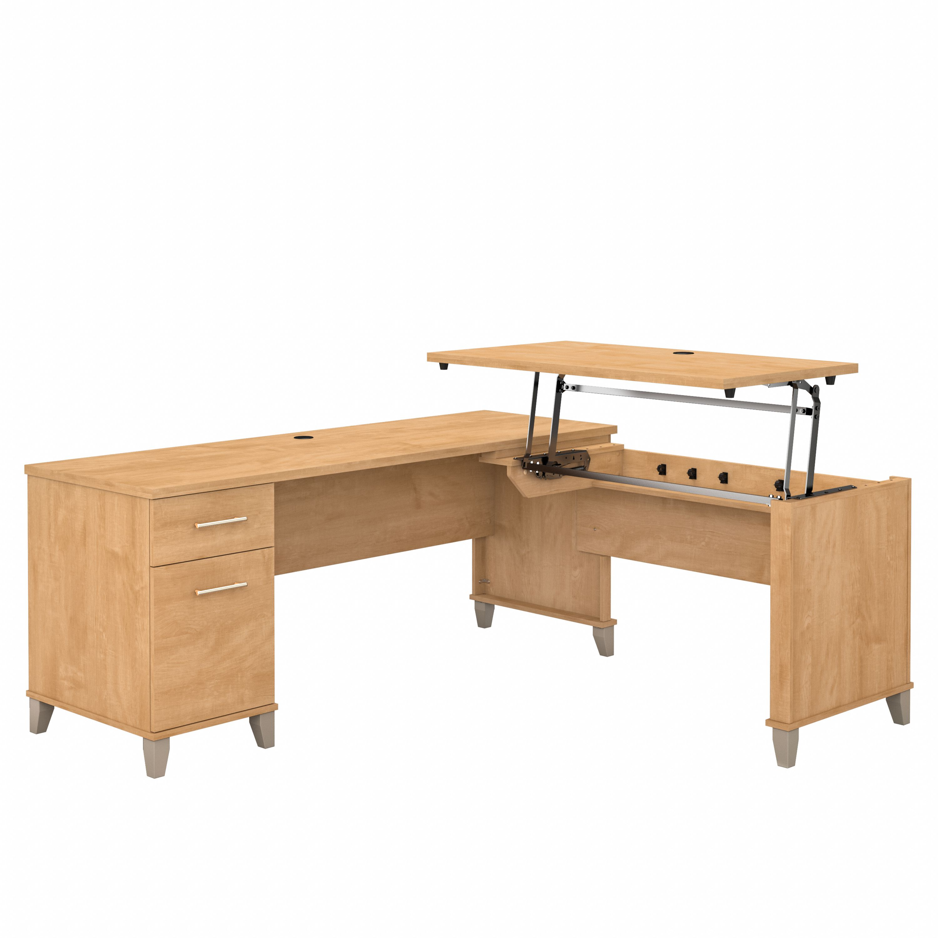 Bush Furniture Somerset 72W 3 Position Sit to Stand L Shaped Desk | Maple Cross_0