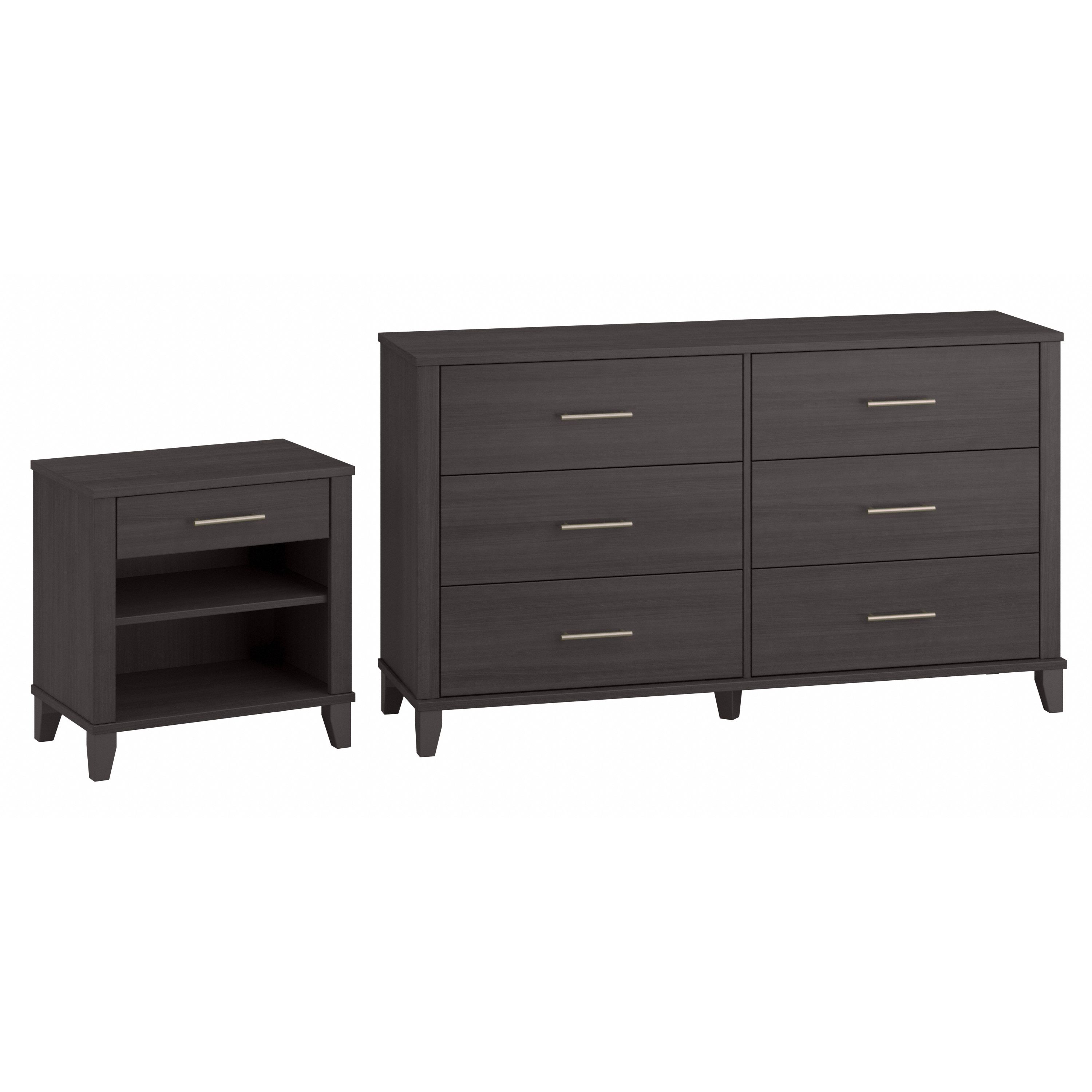 Bush Furniture Somerset 6 Drawer Dresser and Nightstand Set | Storm Gray_0