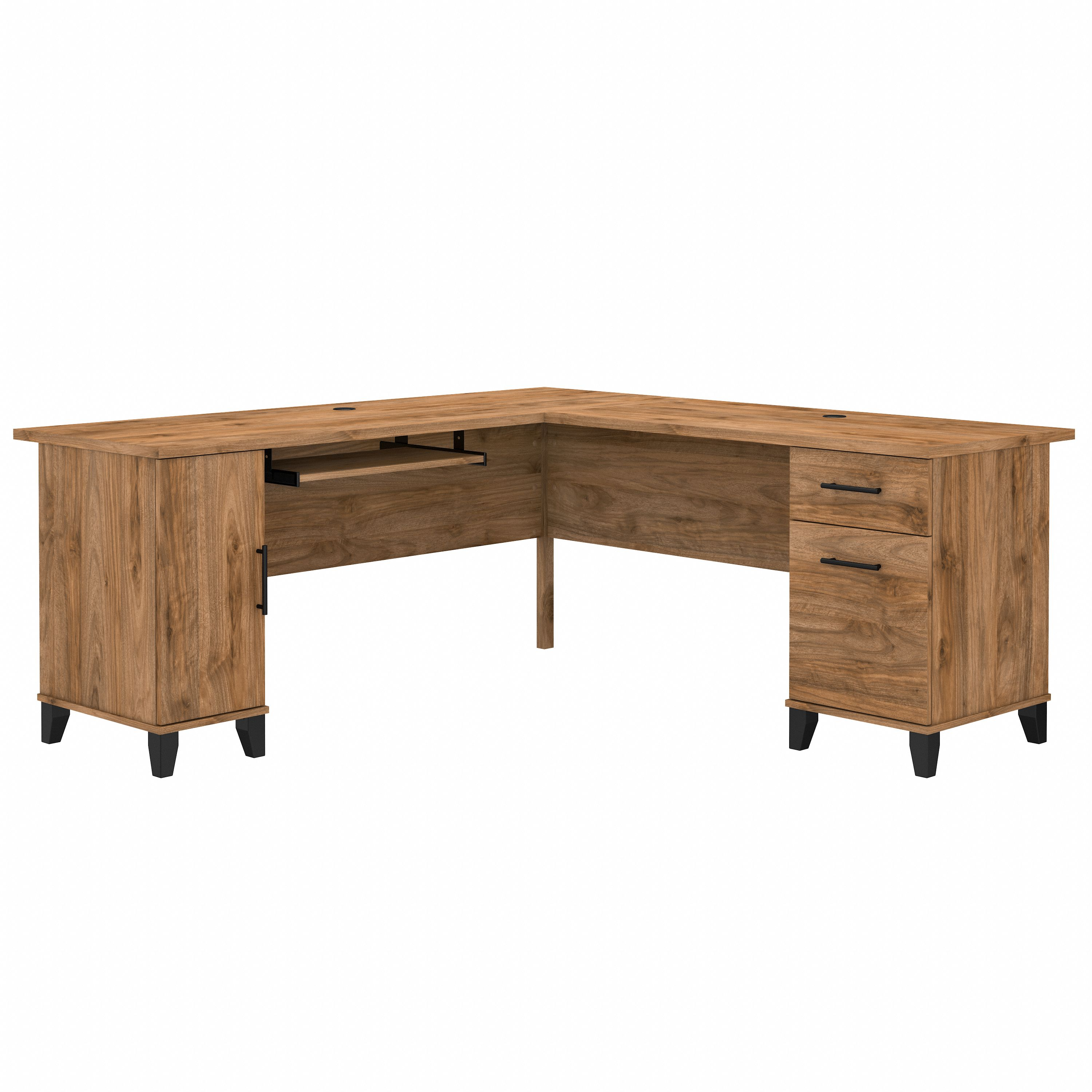 Bush Furniture Somerset 72W L Shaped Desk with Storage | Fresh Walnut/White_0