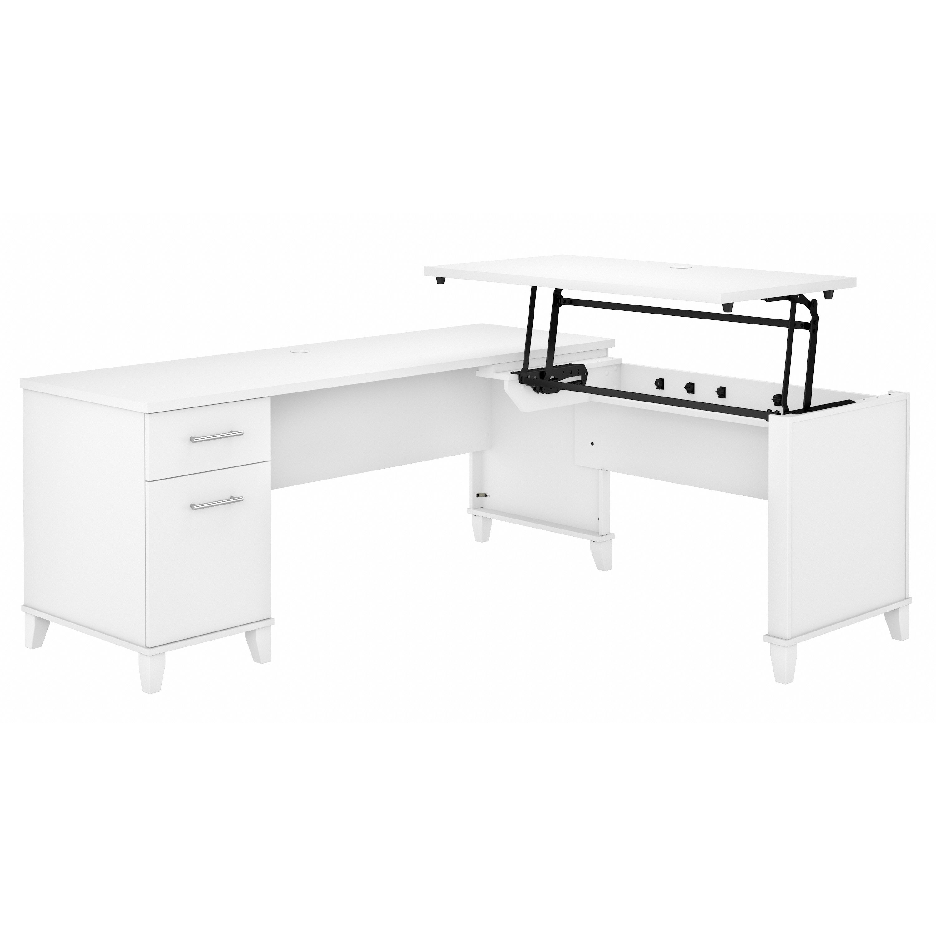 Bush Furniture Somerset 72W 3 Position Sit to Stand L Shaped Desk | White_0