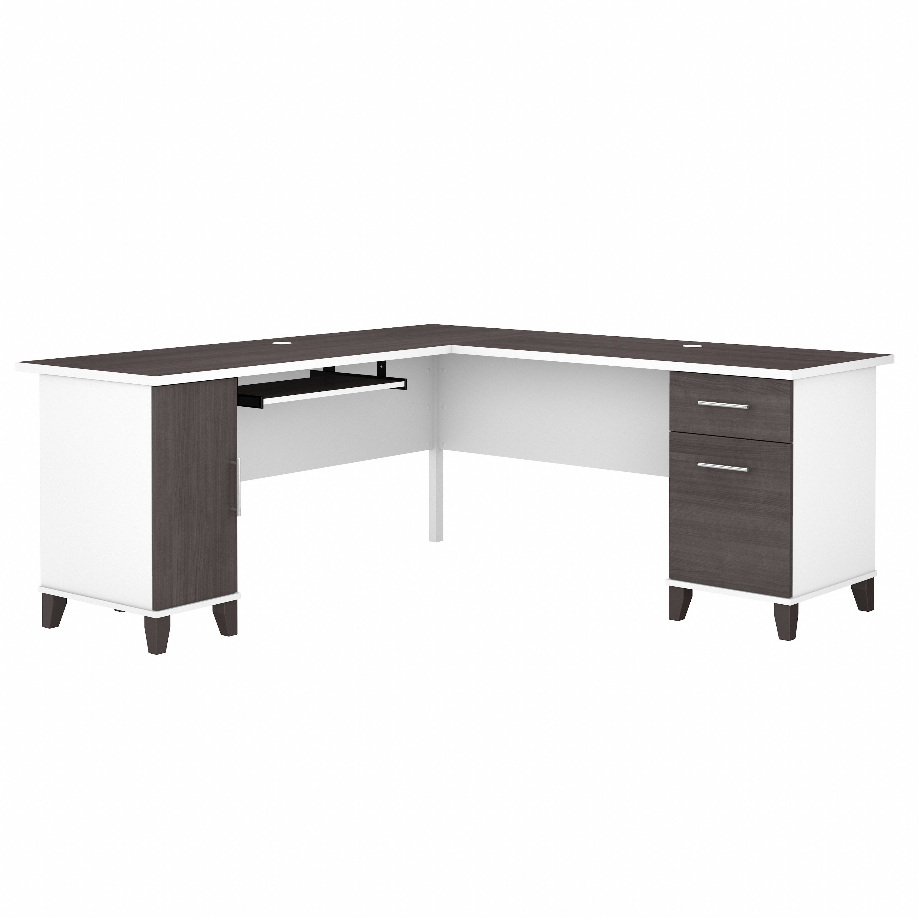 Bush Furniture Somerset 72W L Shaped Desk with Storage | Storm Gray/White_0