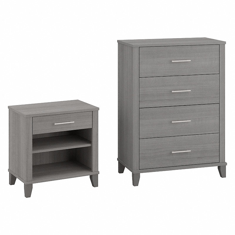 Bush Furniture Somerset Chest of Drawers and Nightstand Set | Platinum Gray_0