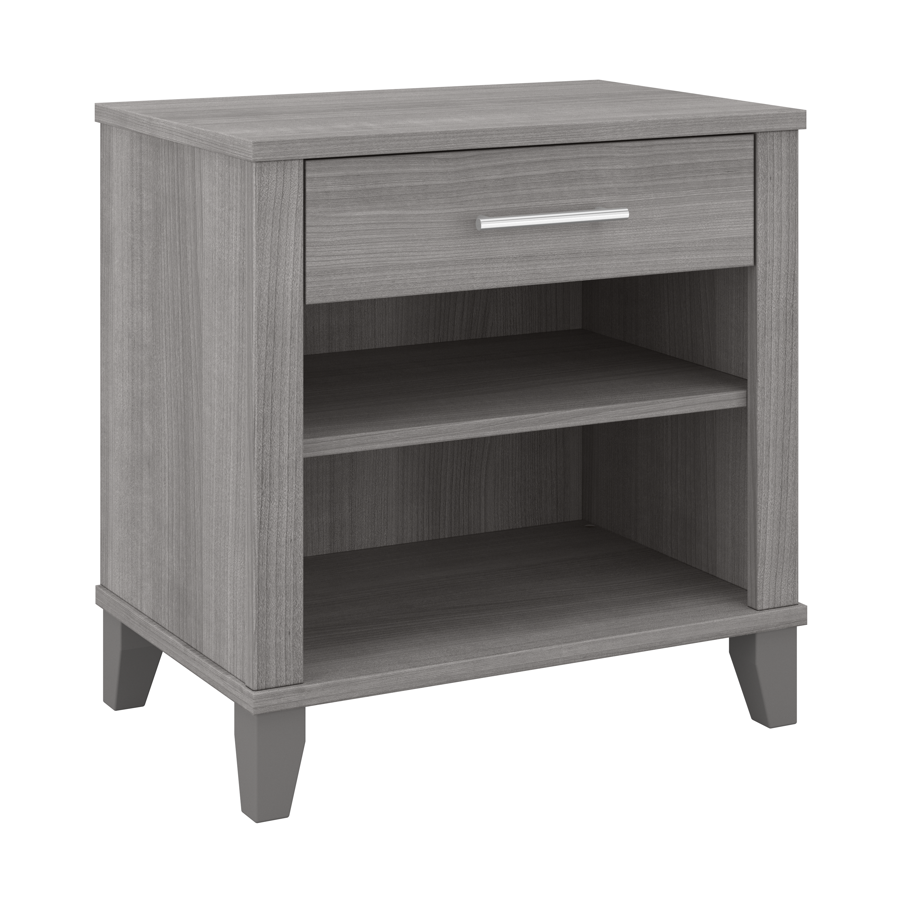 Bush Furniture Somerset Nightstand with Drawer and Shelves | Platinum Gray_0