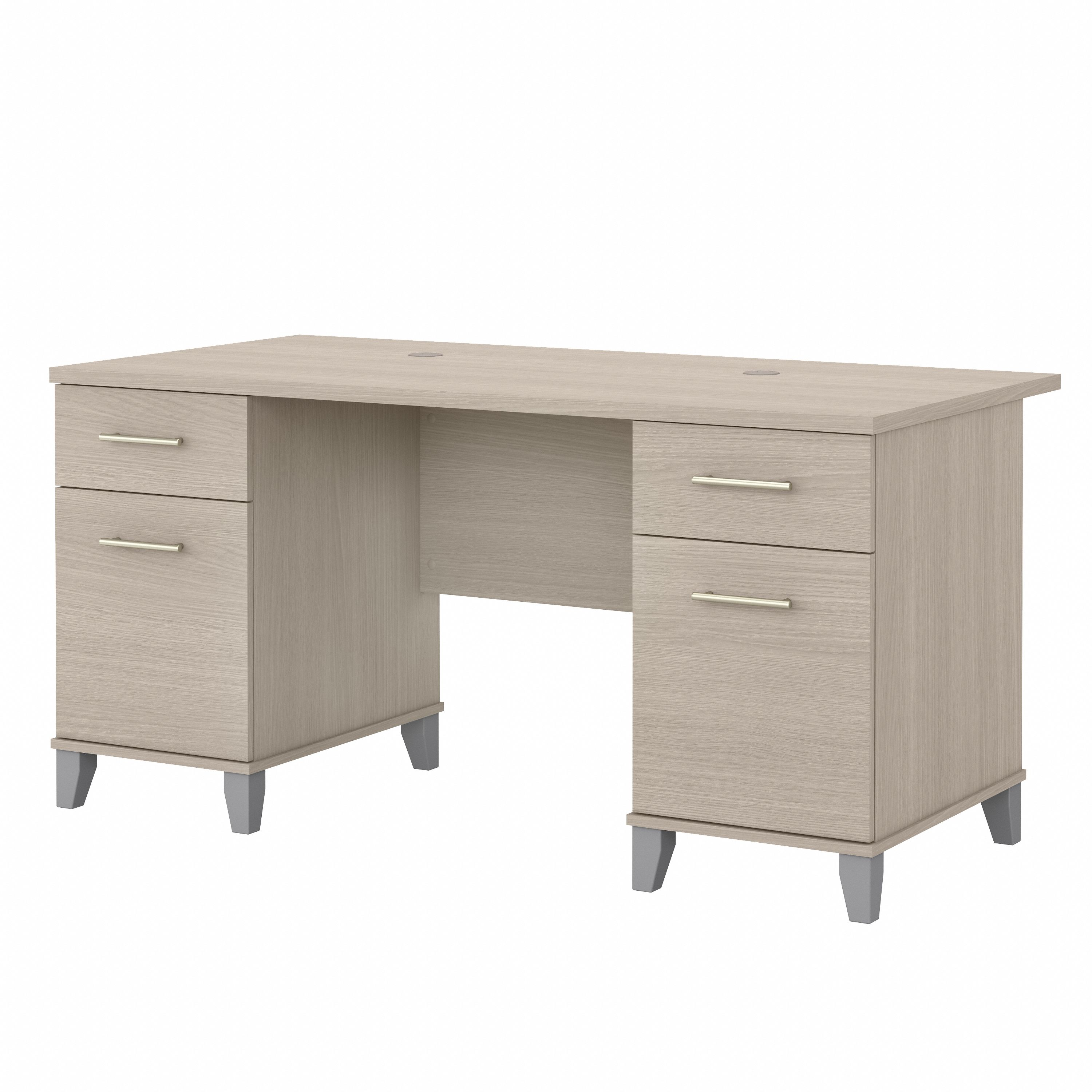 Bush Furniture Somerset 60W Office Desk with Drawers | Sand Oak/White_0