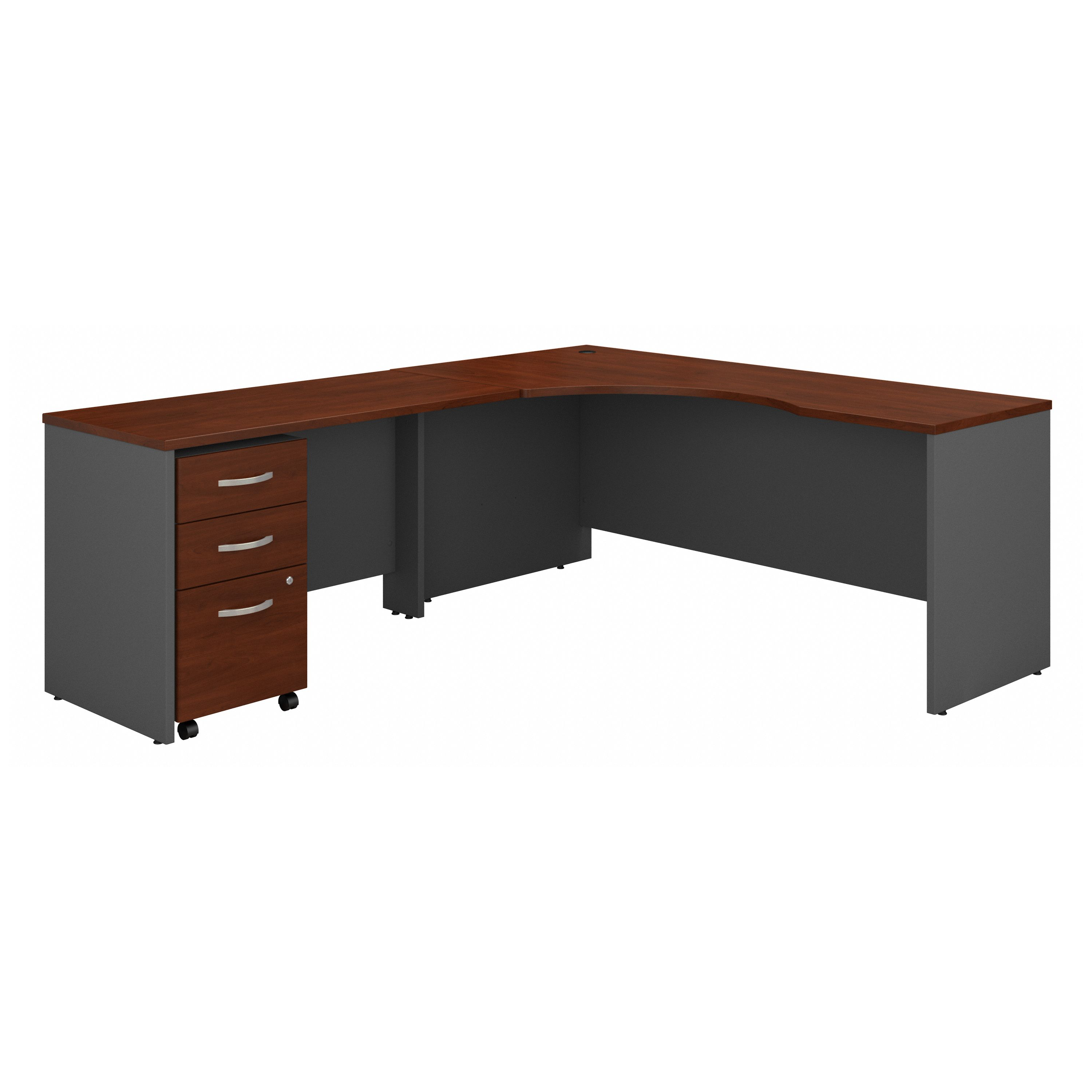 Bush Business Furniture Series C 72W Left Handed Corner Desk with 48W Return and Mobile File Cabinet | Hansen Cherry/Graphite Gray_0