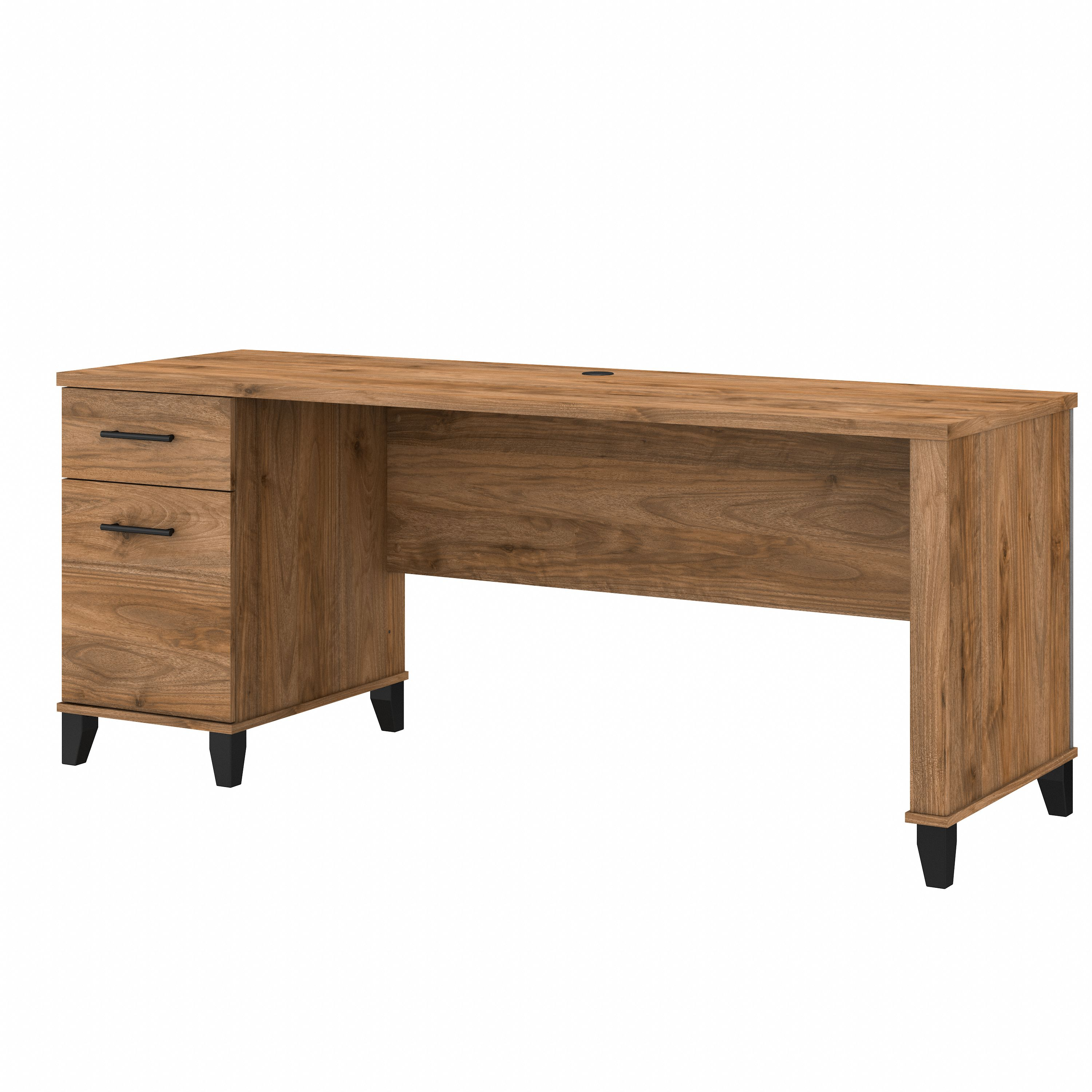 Bush Furniture Somerset 72W Office Desk with Drawers | Fresh Walnut/White_0