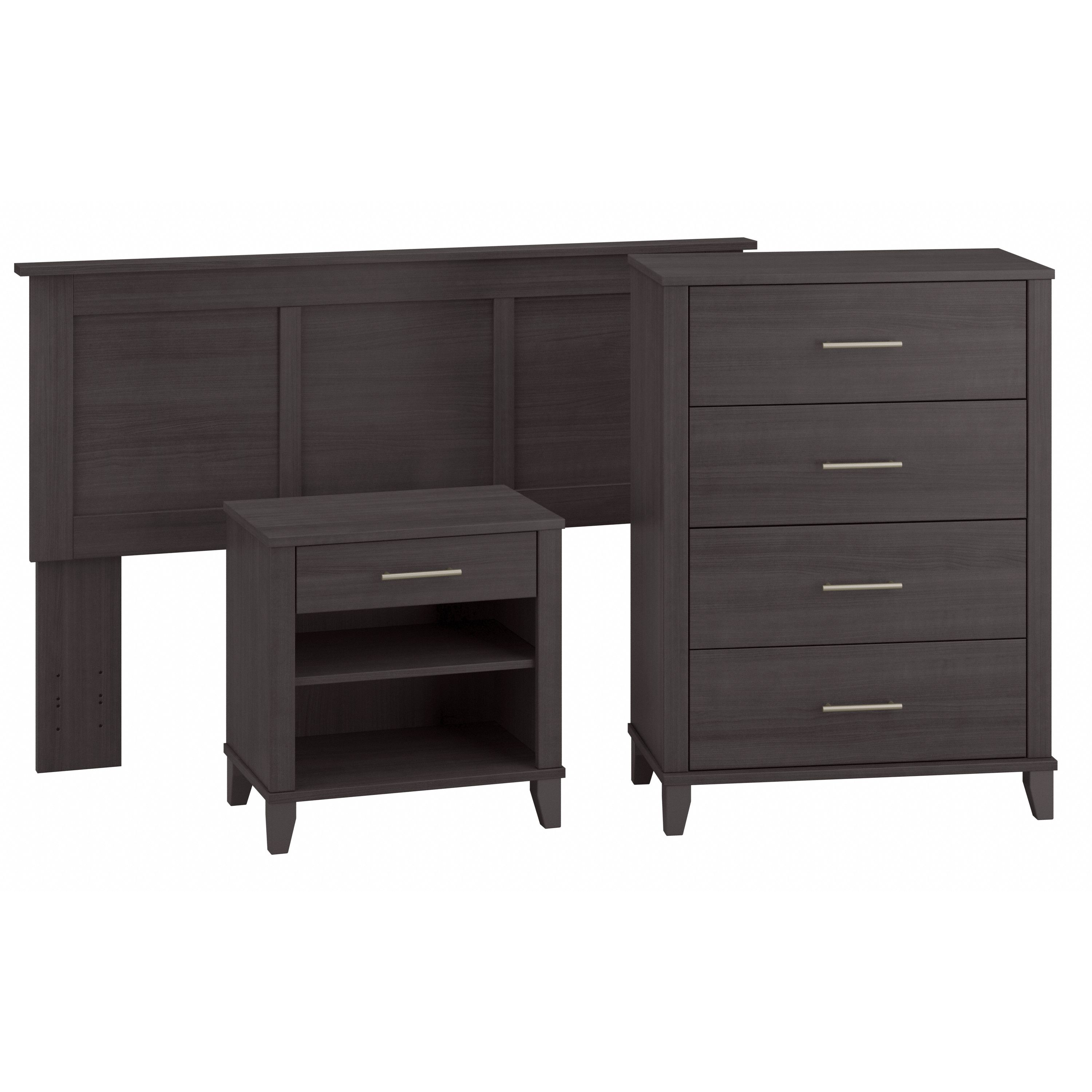 Bush Furniture Somerset Full/Queen Size Headboard, Chest of Drawers and Nightstand Bedroom Set | Storm Gray_0