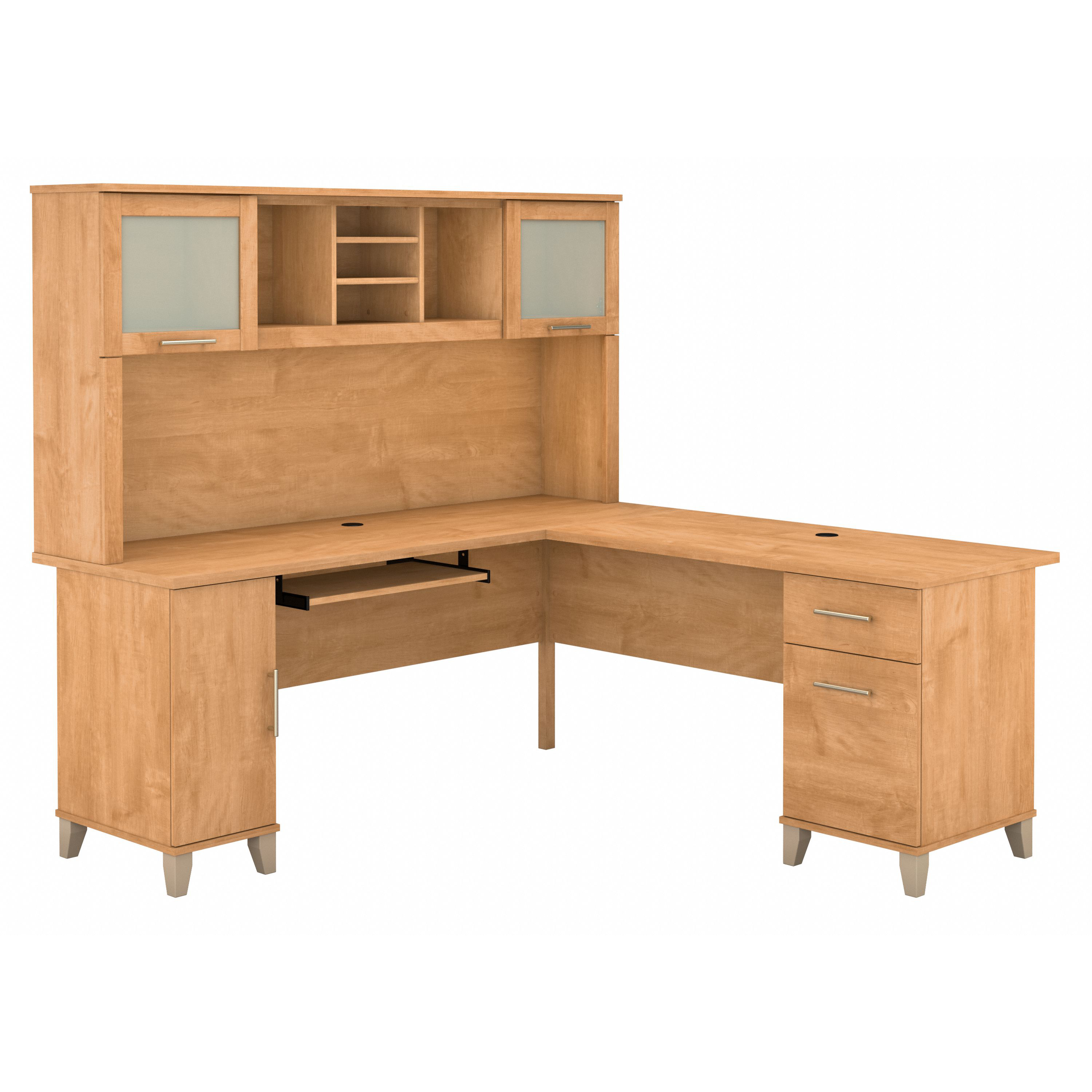 Bush Furniture Somerset 72W L Shaped Desk with Hutch | Maple Cross_0