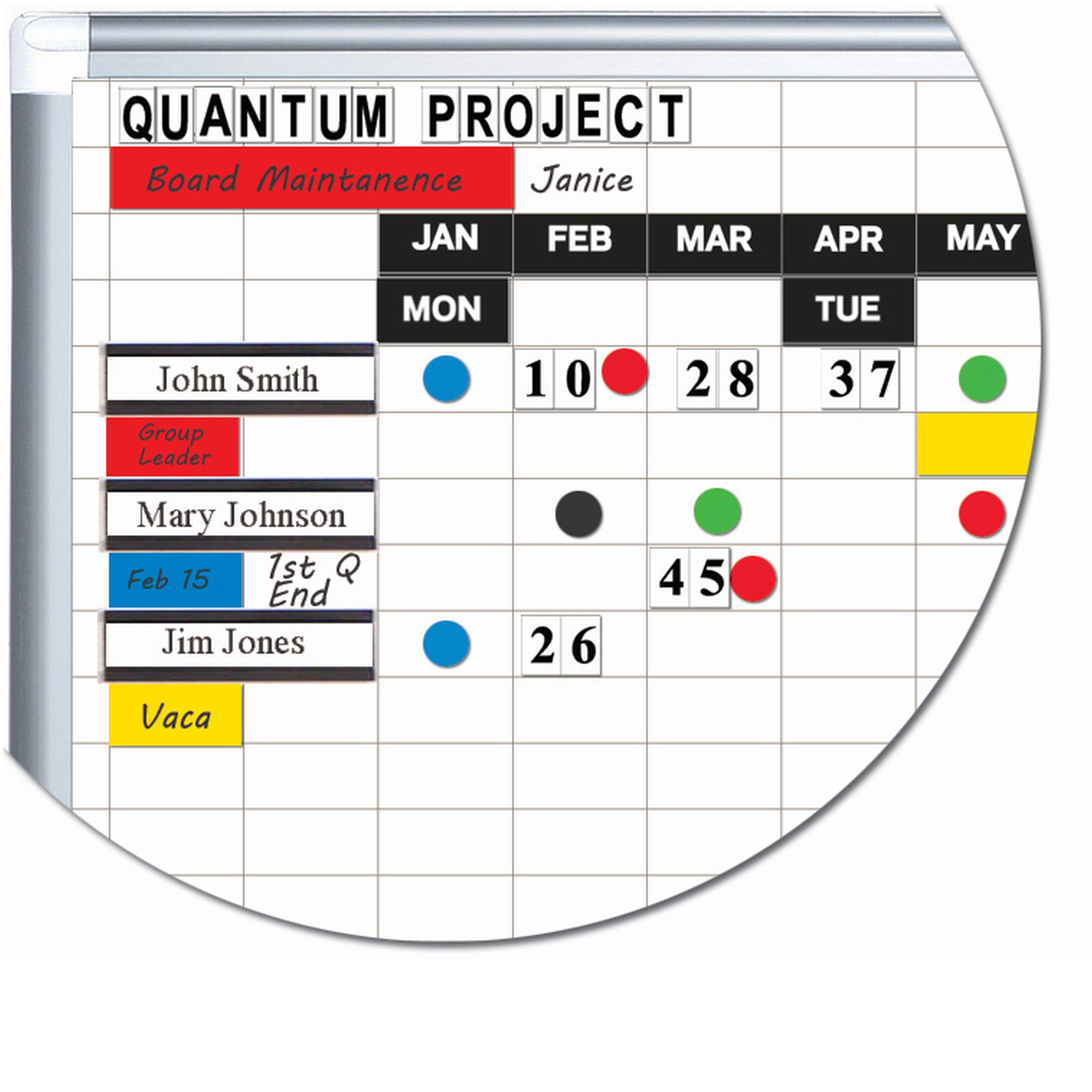 MasterVision Magnetic Steel Dry-Erase Planning Board with Accessory Kit, 1" x 2" Grid, Aluminum Frame, 48" x 72"