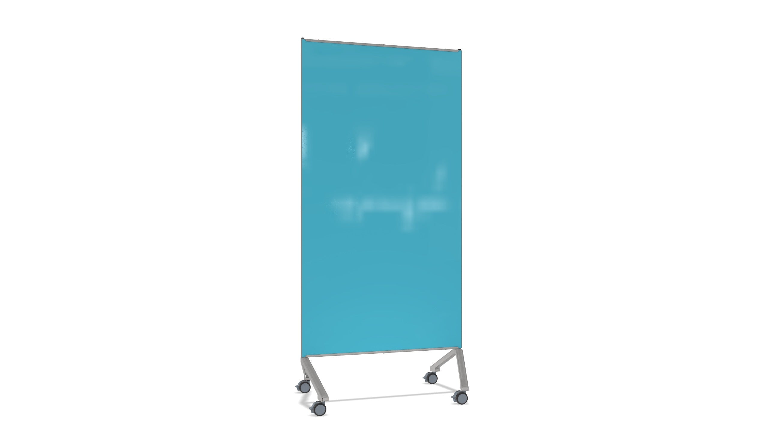 Ghent Pointe Mobile Glassboard, Magnetic, Blue Glass w/ Silver Frame, 77"H x 36"W_0