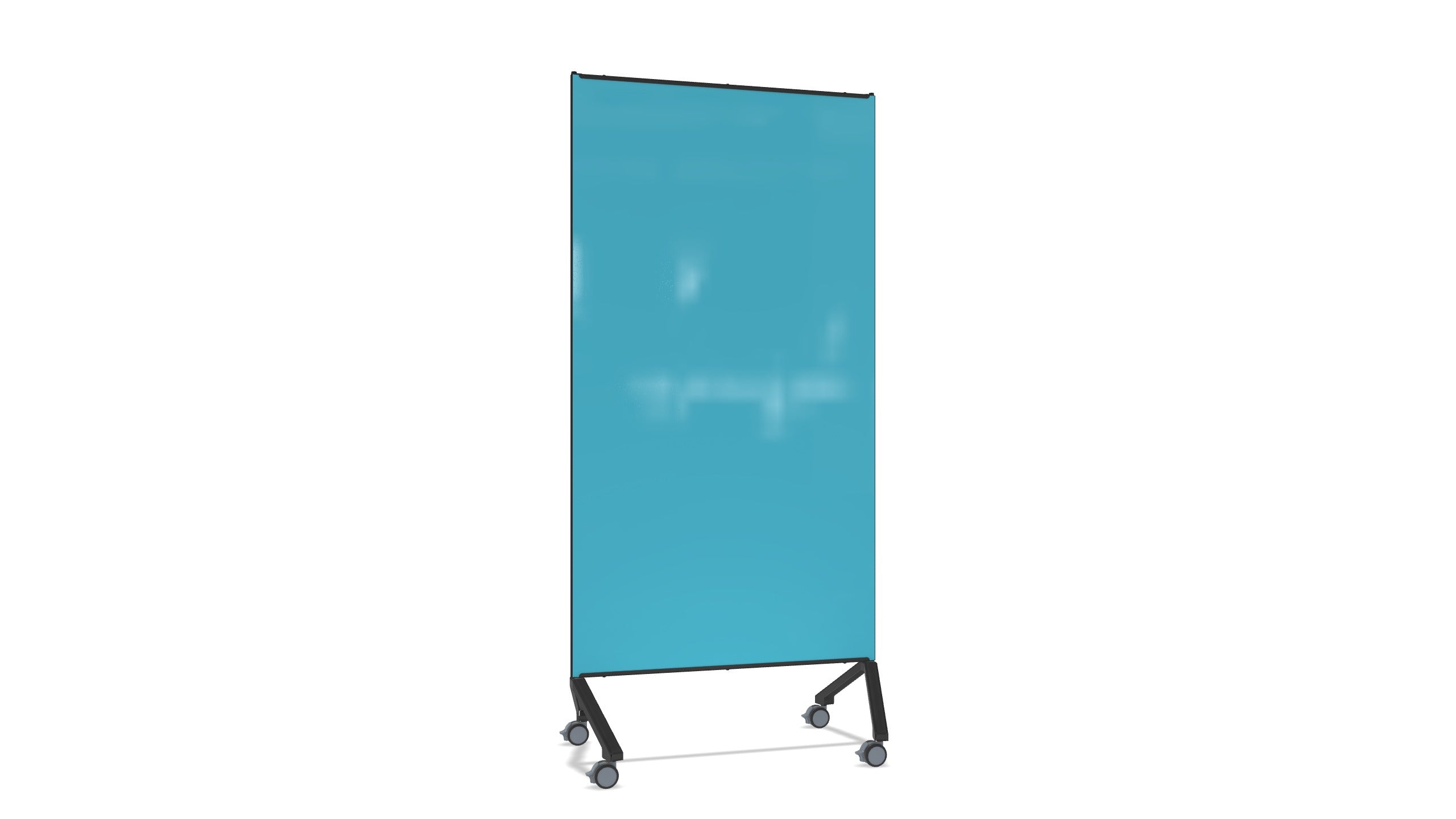 Ghent Pointe Mobile Glassboard, Non-magnetic, Blue Glass w/ Black Frame, 77"H x 36"W_0