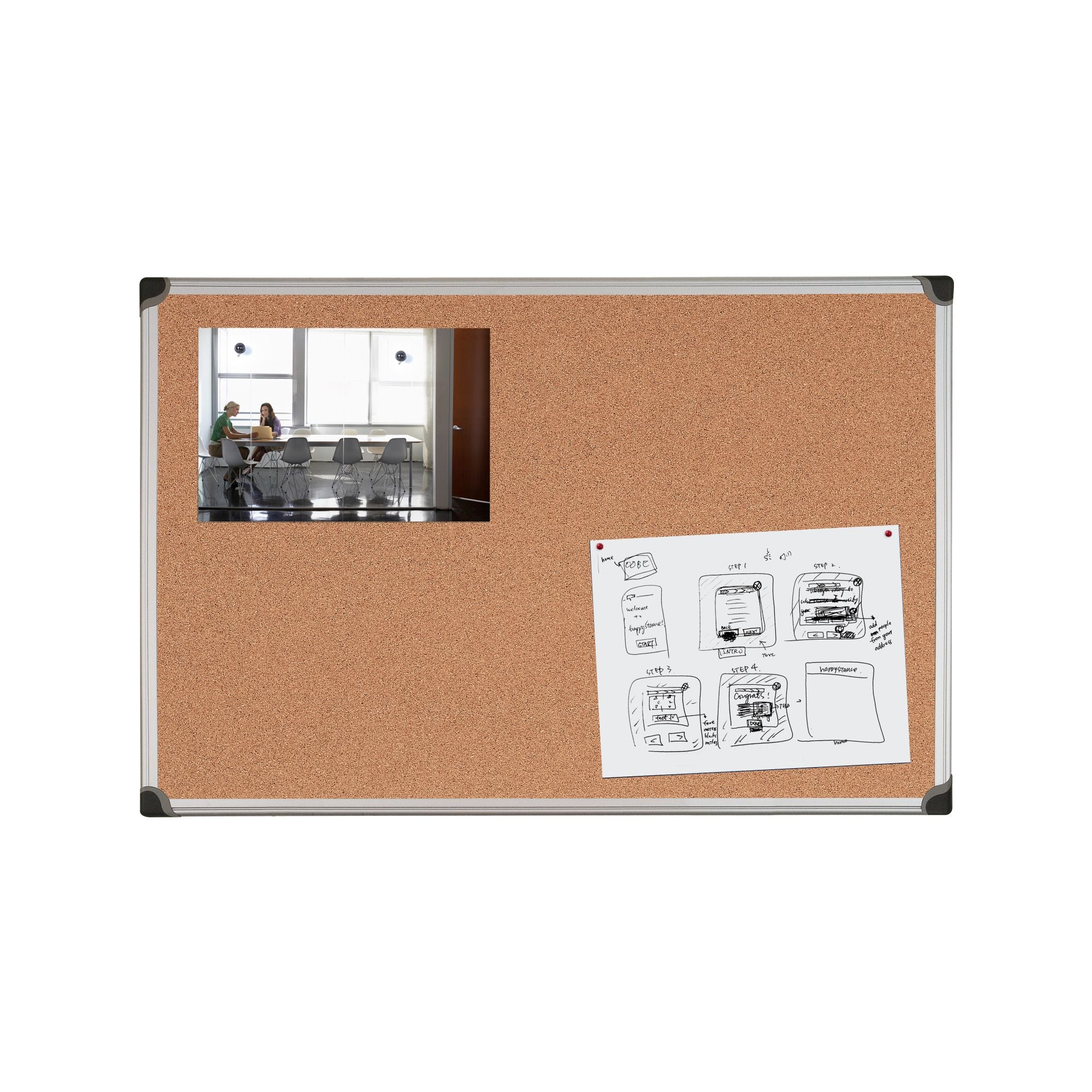 MasterVision Maya Cork Bulletin Board, 48" x 96", Aluminum Frame