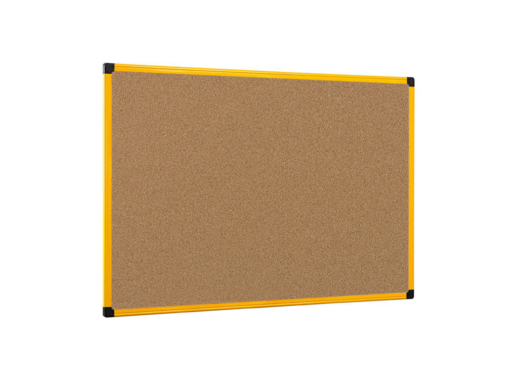 MasterVIsion Industrial Ultrabrite Cork Bulletin Board, 48" x 72", Yellow Frame