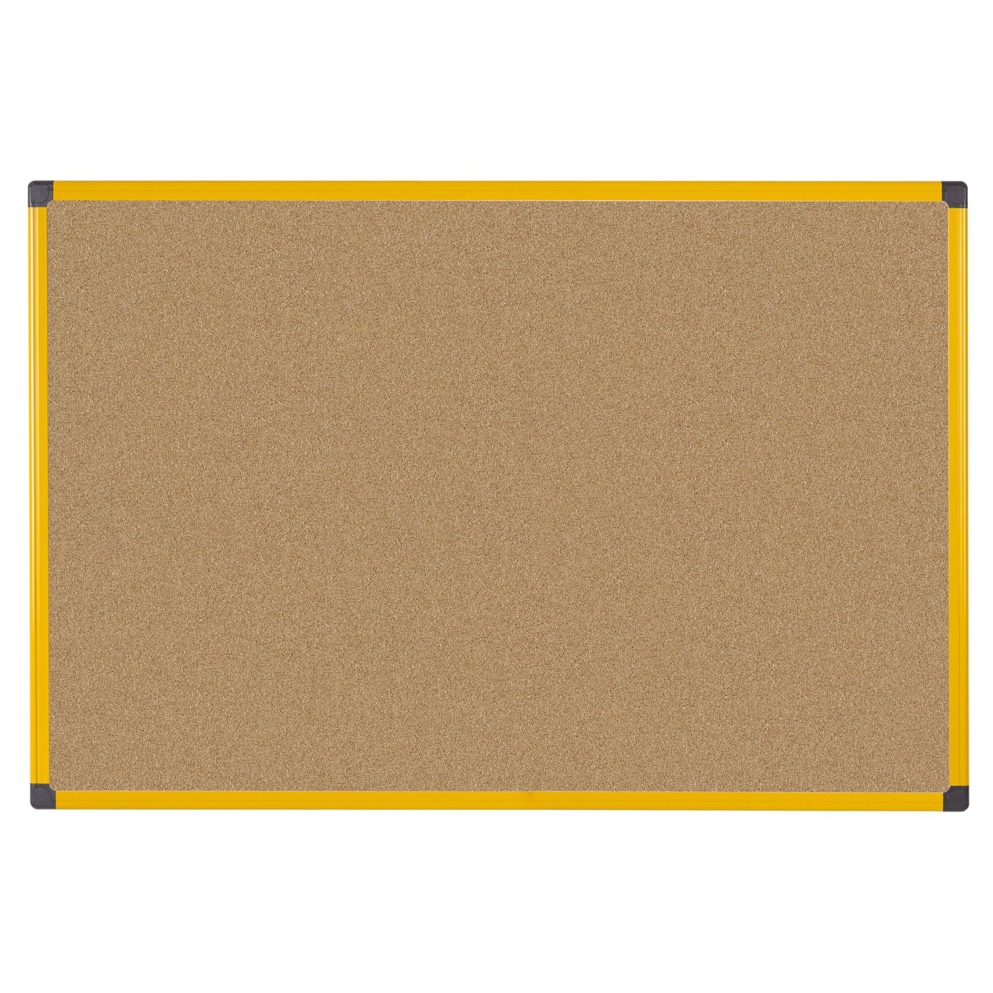 MasterVIsion Industrial Ultrabrite Cork Bulletin Board, 48" x 72", Yellow Frame