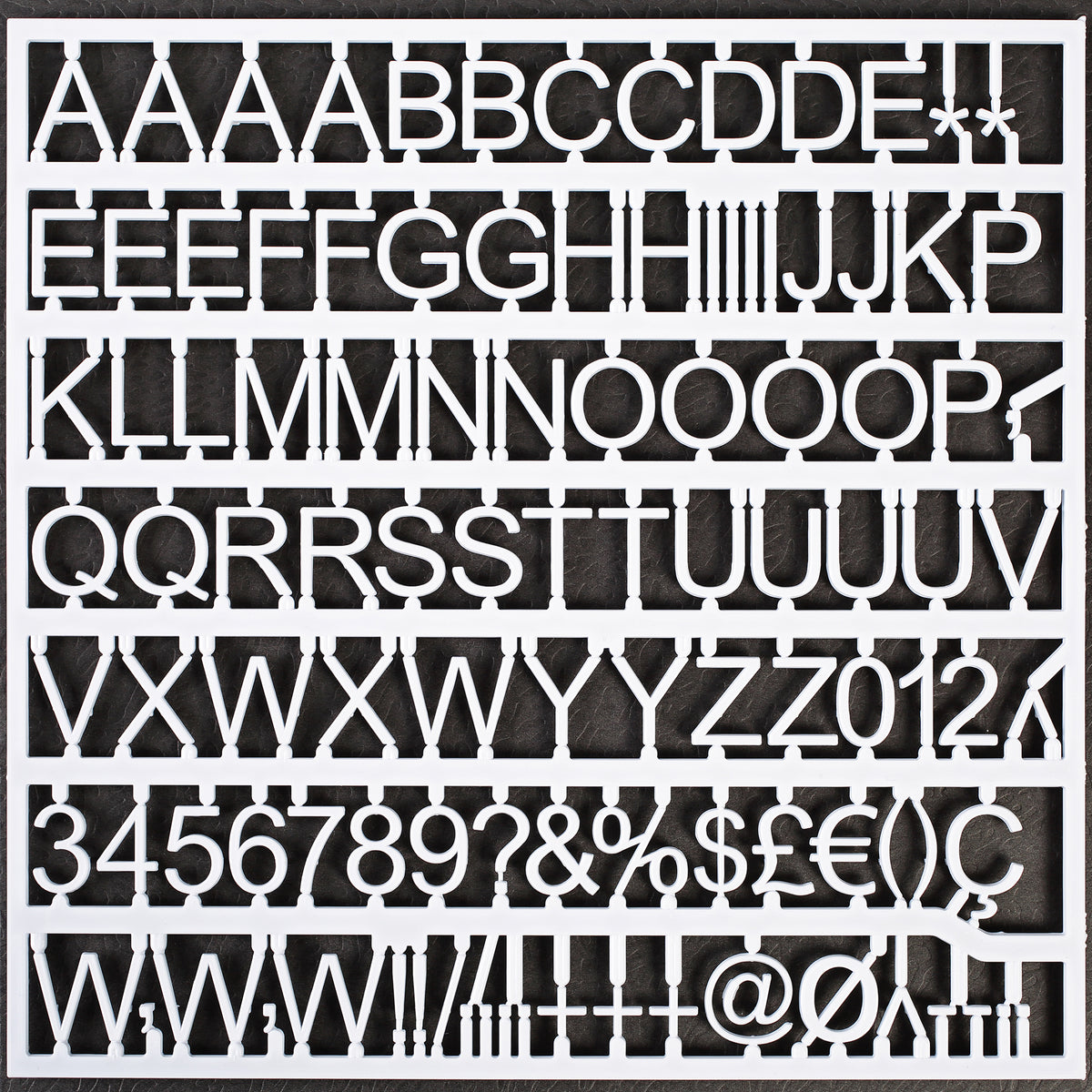 MasterVision .75" White Plastic Set of Letters, Numbers & Symbols