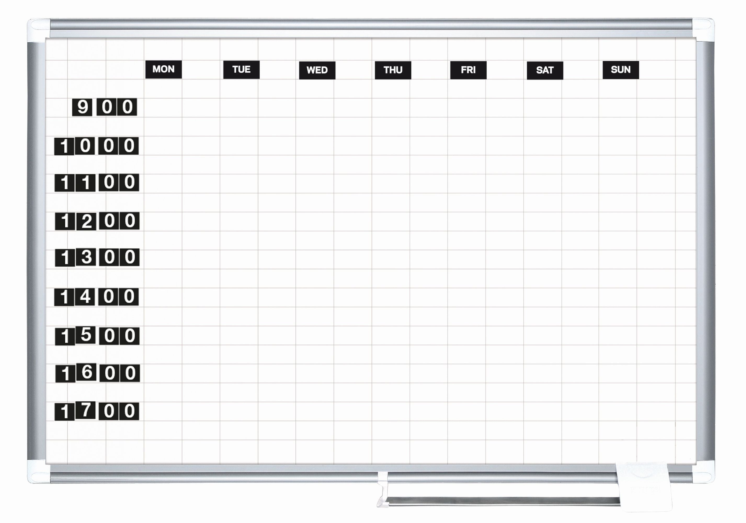 MasterVision Magnetic Porcelain Dry-Erase Planning Board with Accessory Kit, General Format Grid, Aluminum Frame, 24" x 36"