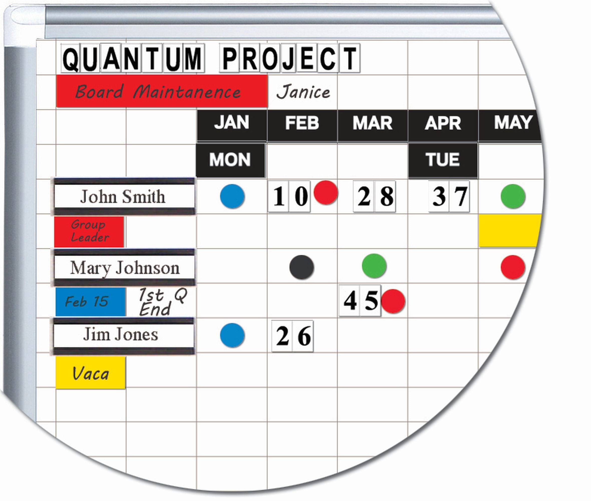 MasterVision Magnetic Steel Dry-Erase Planning Board, 1" x 2" Grid, Aluminum Frame, 24" x 36"