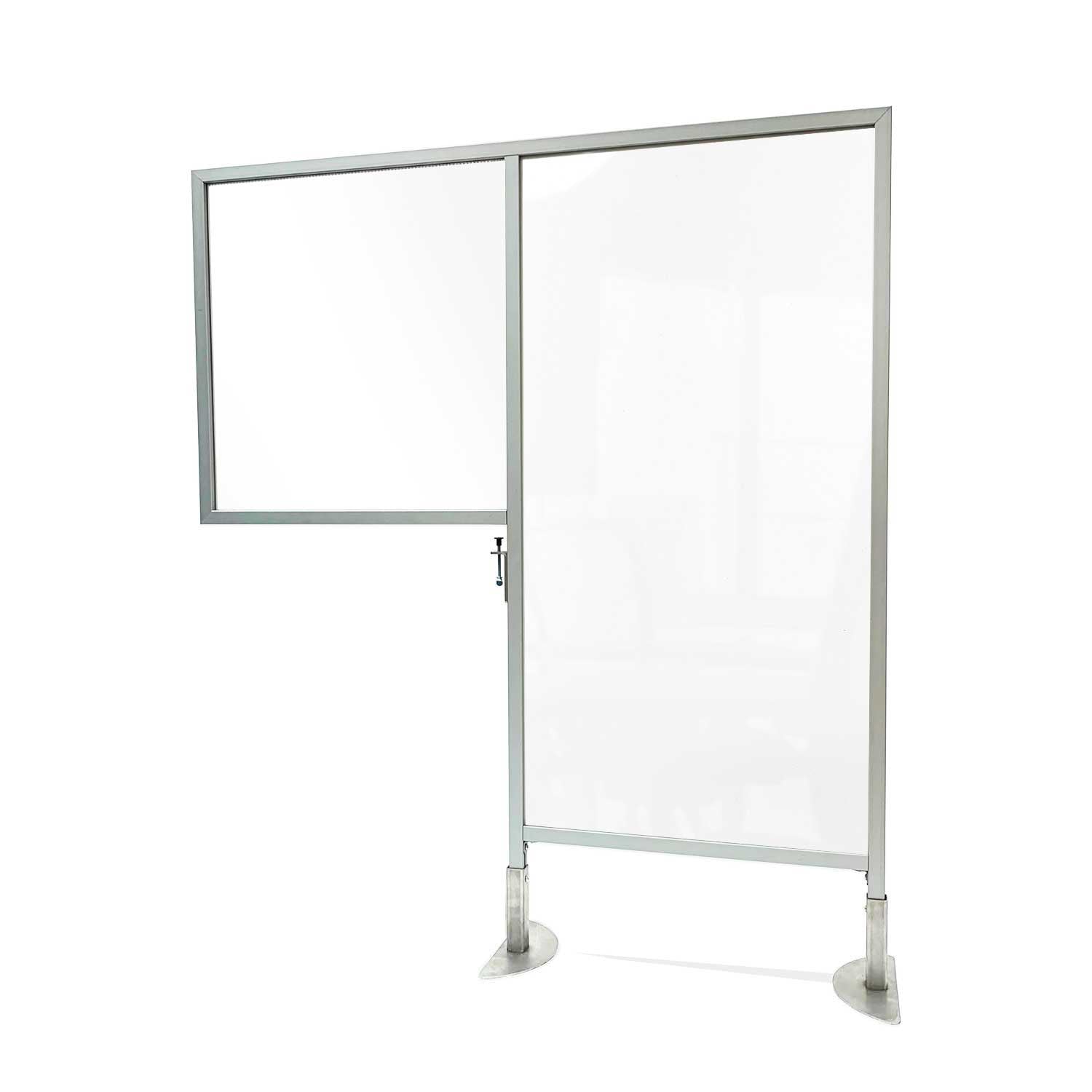 Ghent Desk to Floor Partition w/ Porcelain Whiteboard Desk Panel and Clear Thermoplastic Floor Panel, 57"H x 47"W_1