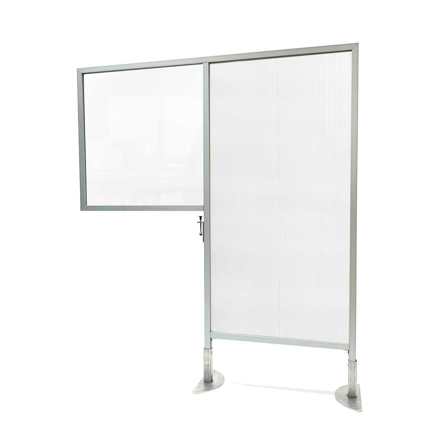 Ghent Desk to Floor Partition w/ Clear Thermoplastic Desk Panel and Clear Fluted Polycarbonate Floor Panel, 57"H x 47"W_0