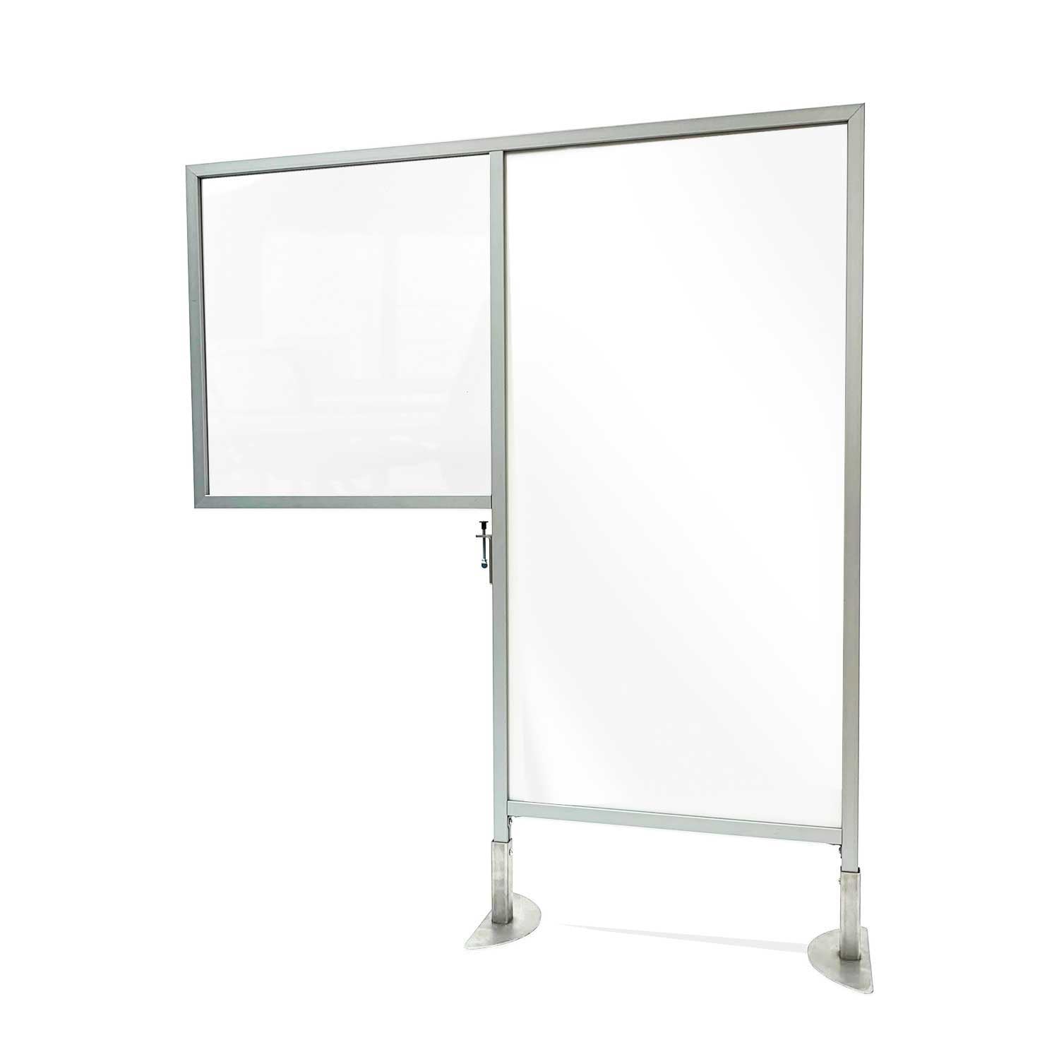 Ghent Desk to Floor Partition w/ Clear Thermoplastic Desk Panel and Porcelain Whiteboard Floor Panel, 57"H x 47"W_0