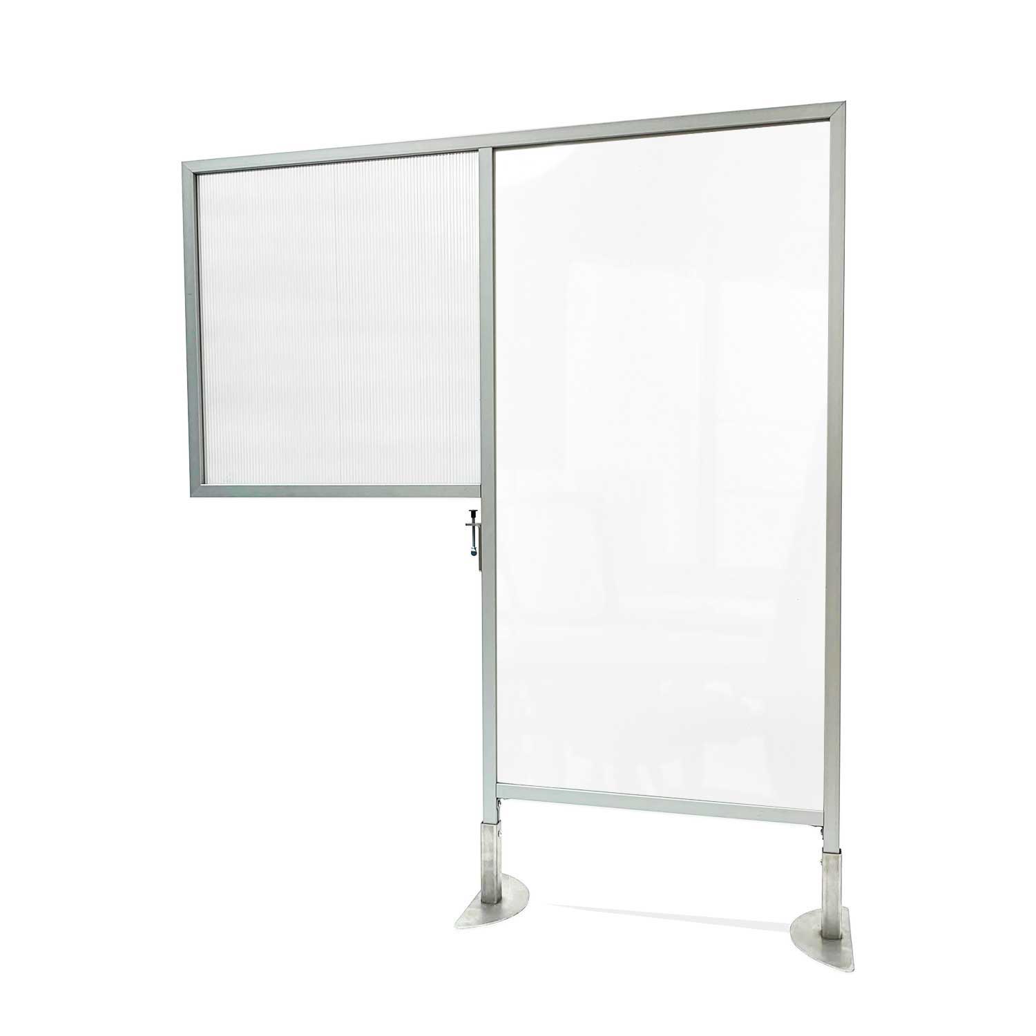 Ghent Desk to Floor Partition w/ Clear Fluted Polycarbonate Desk Panel and Clear Thermoplastic Floor Panel, 57"H x 47"W_0