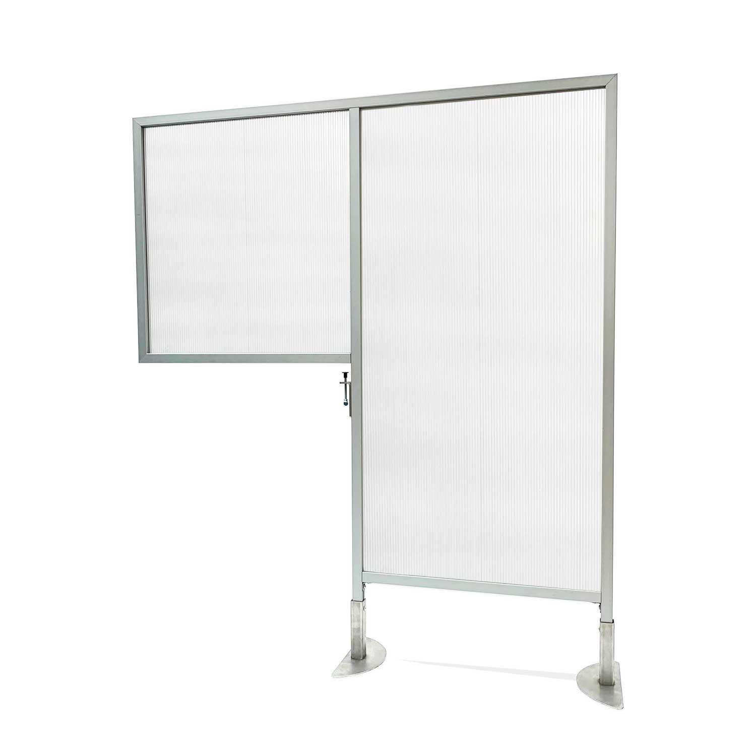 Ghent Desk to Floor Partition w/ Clear Fluted Polycarbonate Desk Panel and Floor Panel, 57"H x 47"W_0