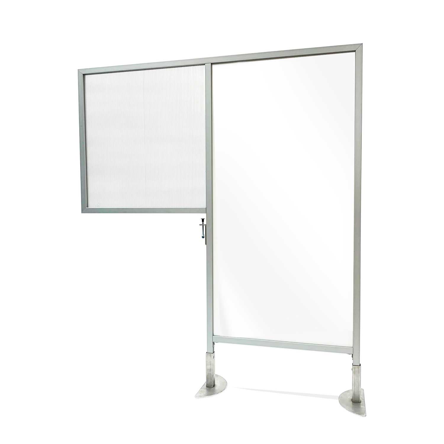 Ghent Desk to Floor Partition w/ Clear Fluted Polycarbonate Desk Panel and Porcelain Whiteboard Floor Panel, 57"H x 47"W_0