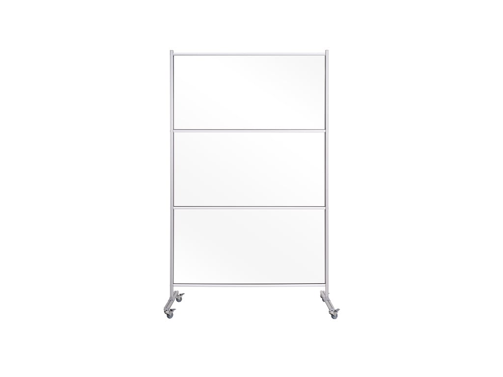 Self-Standing Mobile Glass Panel Divider, 48" x 70", Glass Board, Anodized Aluminum Frame