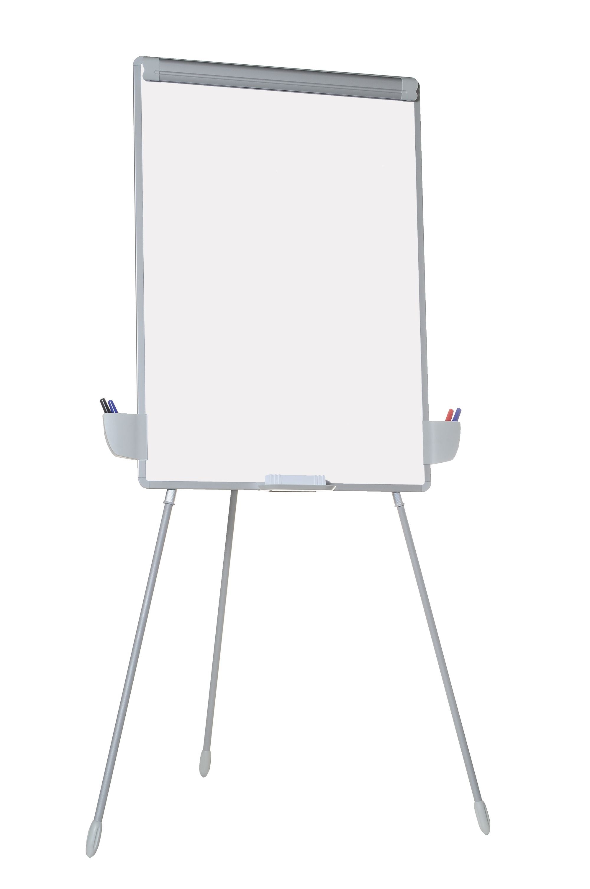 MasterVision Melamine Dry-Erase Tri-Pod Presentation Easel with Pen Accessory Cups, Silver Frame, 29.5" x 42"