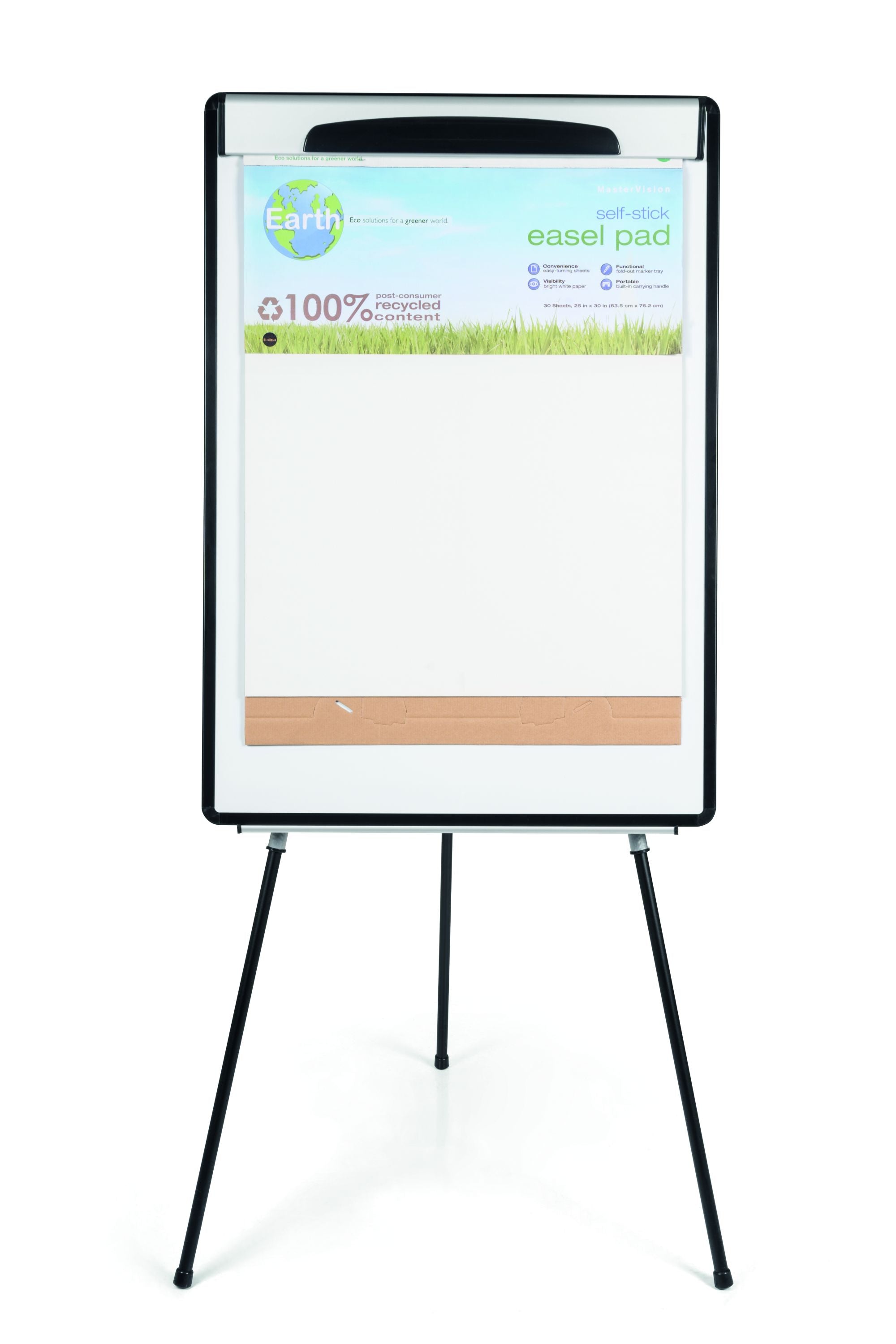 MasterVision Magnetic Steel Dry-Erase Tripod Presentation Easel with Extension Arms, Black and Silver Aluminum Frame, 29.5" x 42"