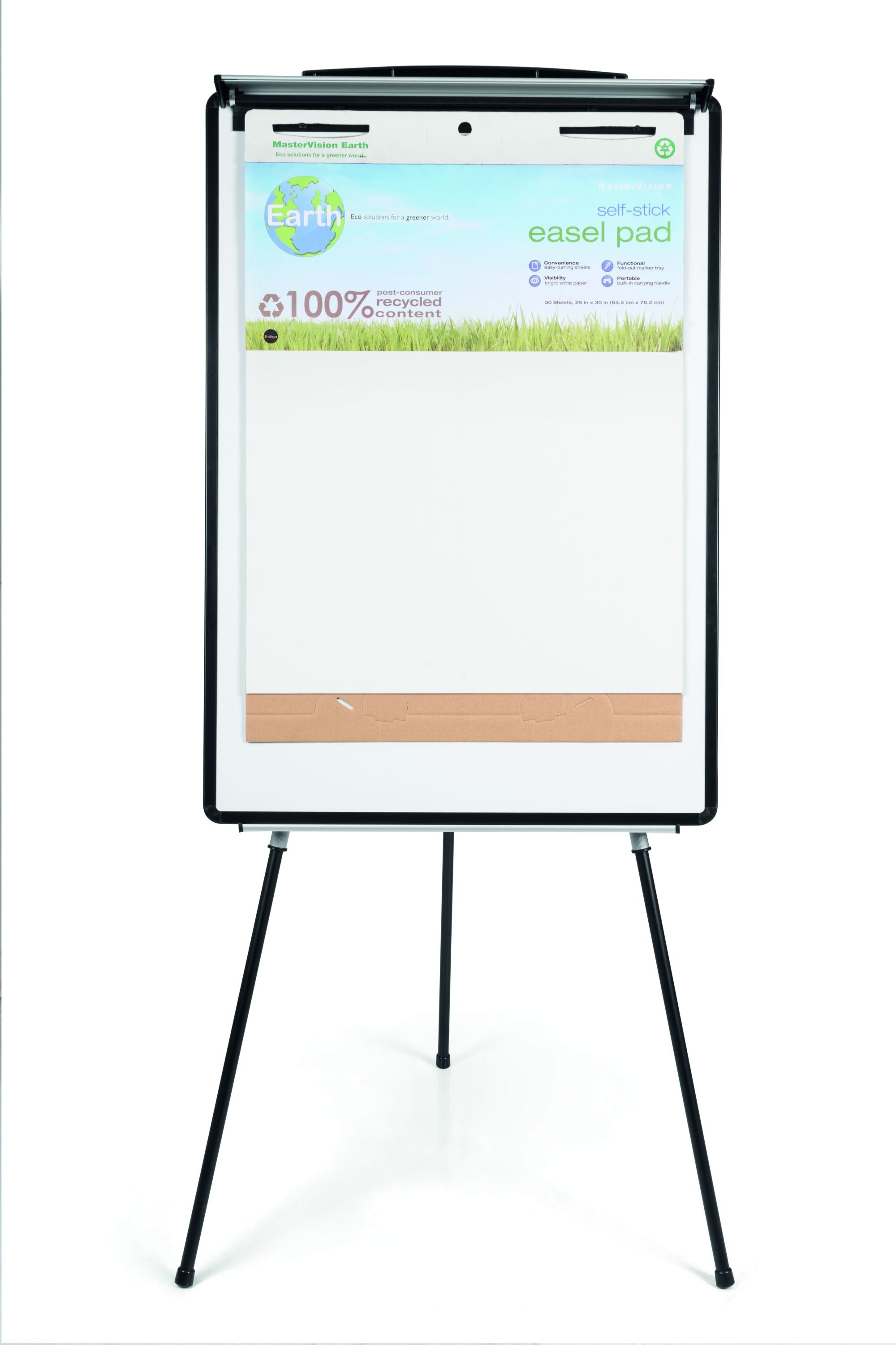 MasterVision Magnetic Steel Dry-Erase Tripod Presentation Easel with Extension Arms, Black and Silver Aluminum Frame, 29.5" x 42"