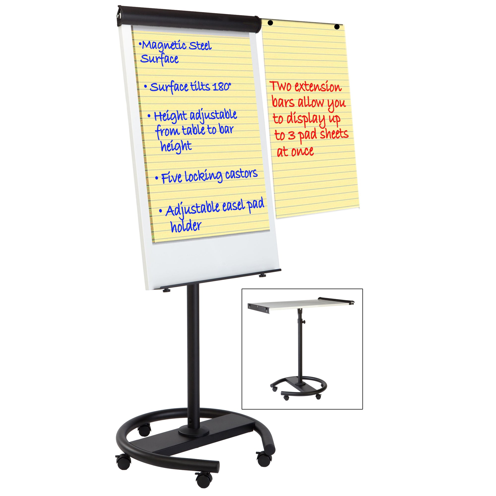 MasterVision 360° Magnetic Steel Dry-Erase Multi-Use Mobile Easel, 27&quot; x 41&quot;