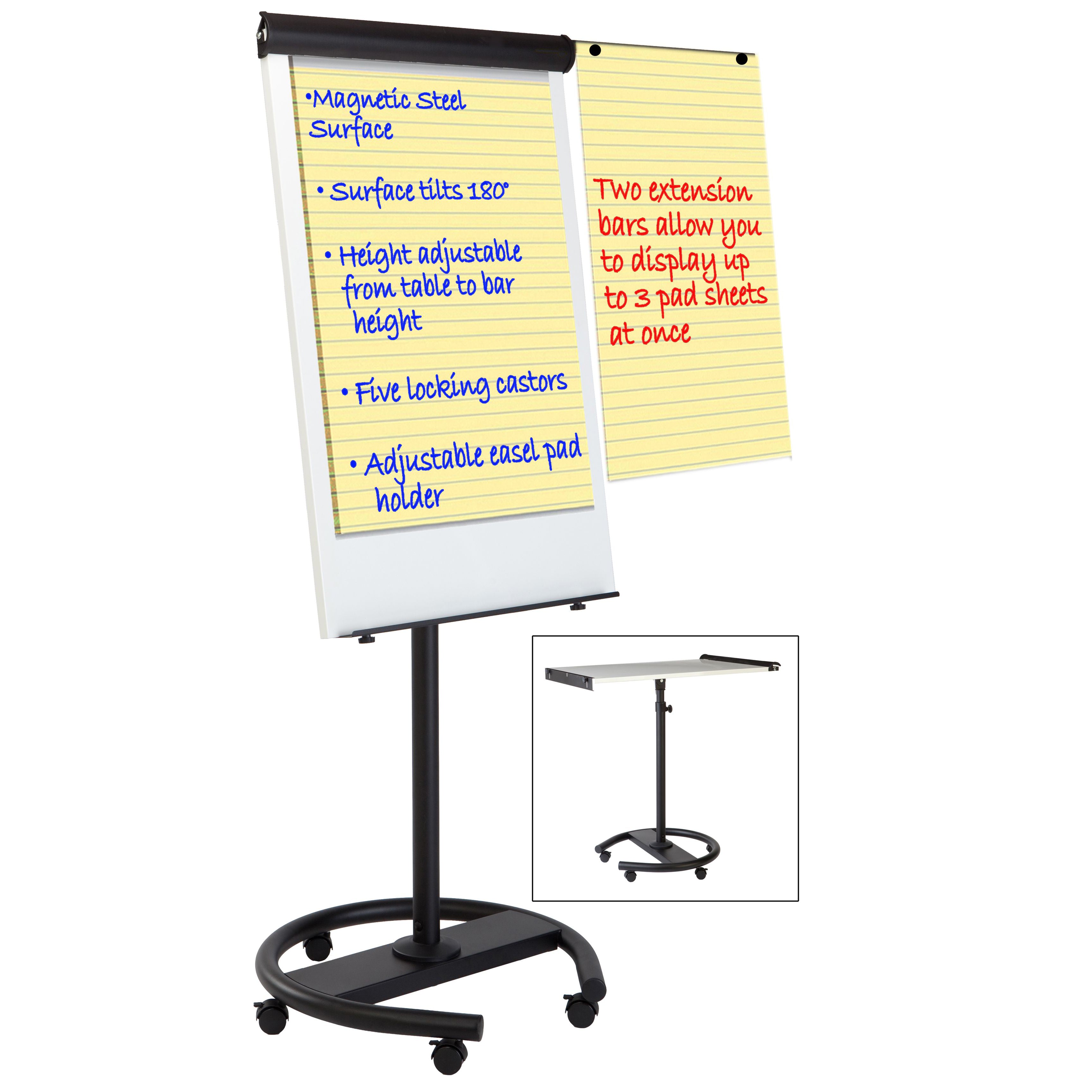 MasterVision 360° Magnetic Steel Dry-Erase Multi-Use Mobile Easel, 27" x 41"