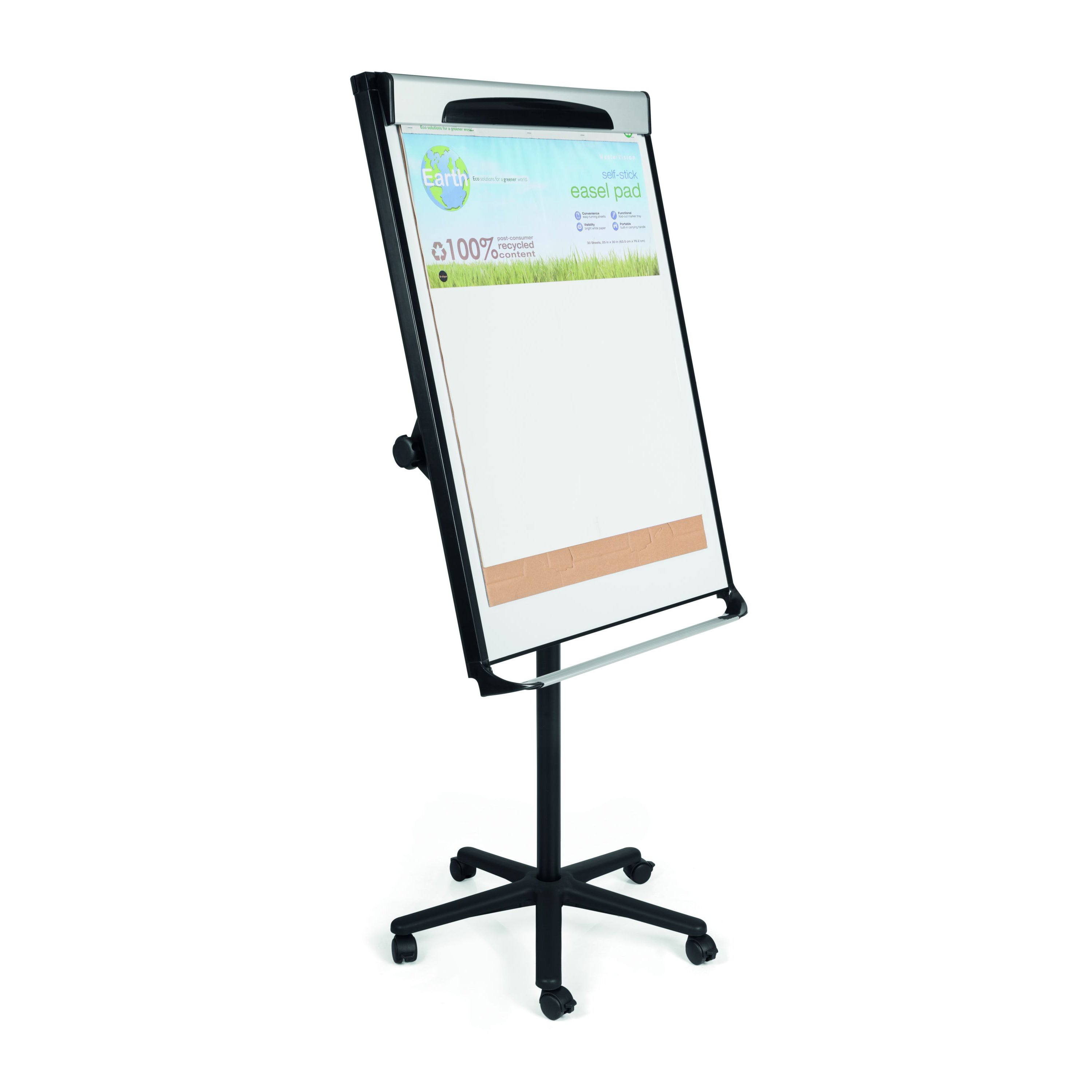 MasterVision Magnetic Porcelain Dry-Erase Mobile Presentation Easel, Black & Silver, 29.5" x 42"