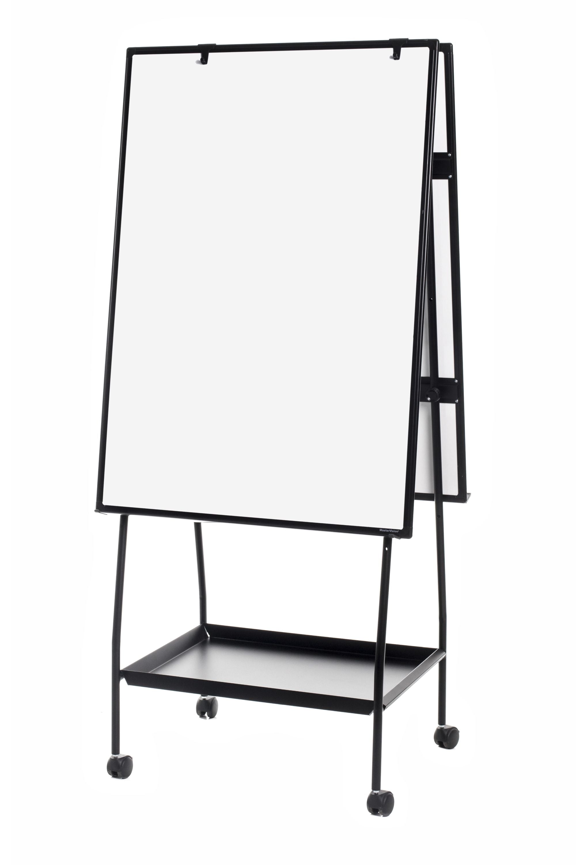 MasterVision Creation Station Melamine Dry-Erase Mobile Easel, Black Aluminum Frame, 29.5" x 42"