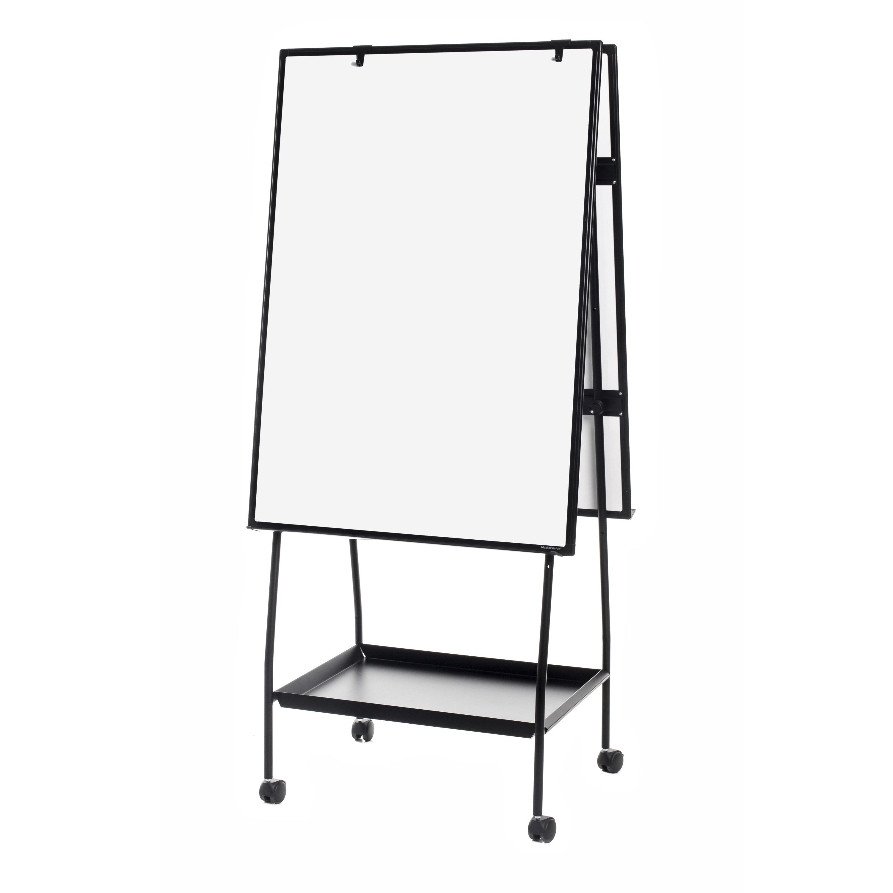 MasterVision Creation Station Magnetic Steel Dry-Erase Mobile Easel, Black Aluminum Frame, 29.5" x 42"