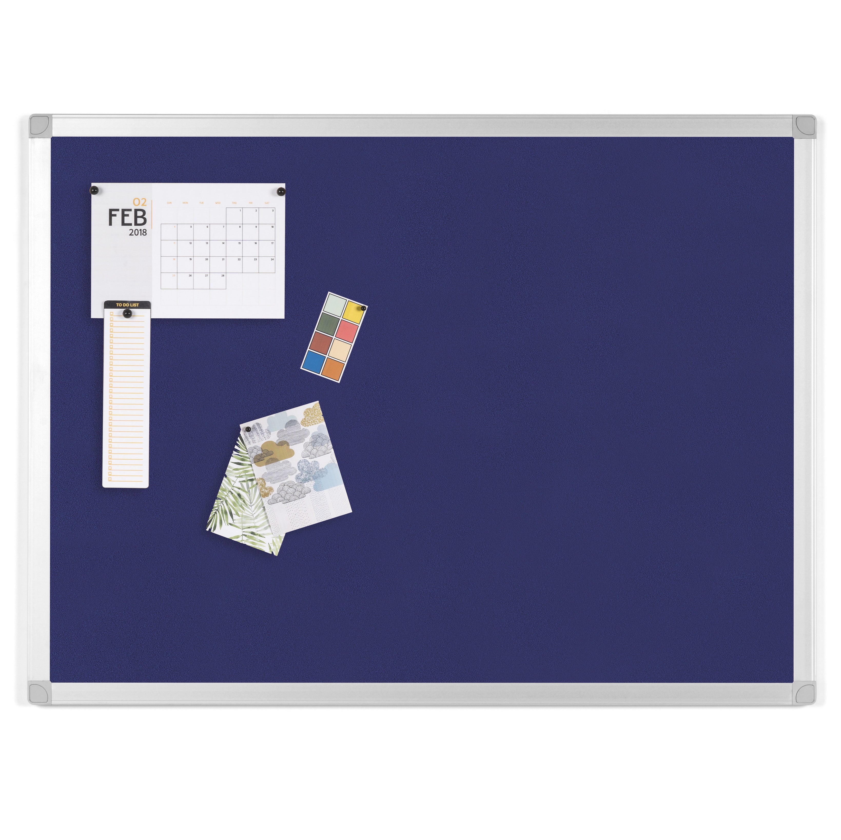 MasterVision Ayda Blue Felt Bulletin Board, 24" x 36", Aluminum Frame