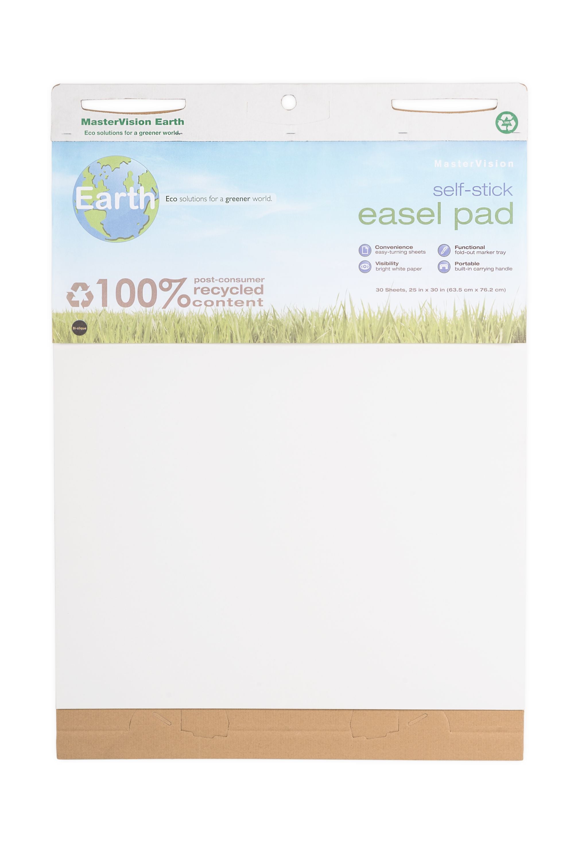 MasterVision Earth Self-Stick Easel Pad 25" x 30", 2 pack, White