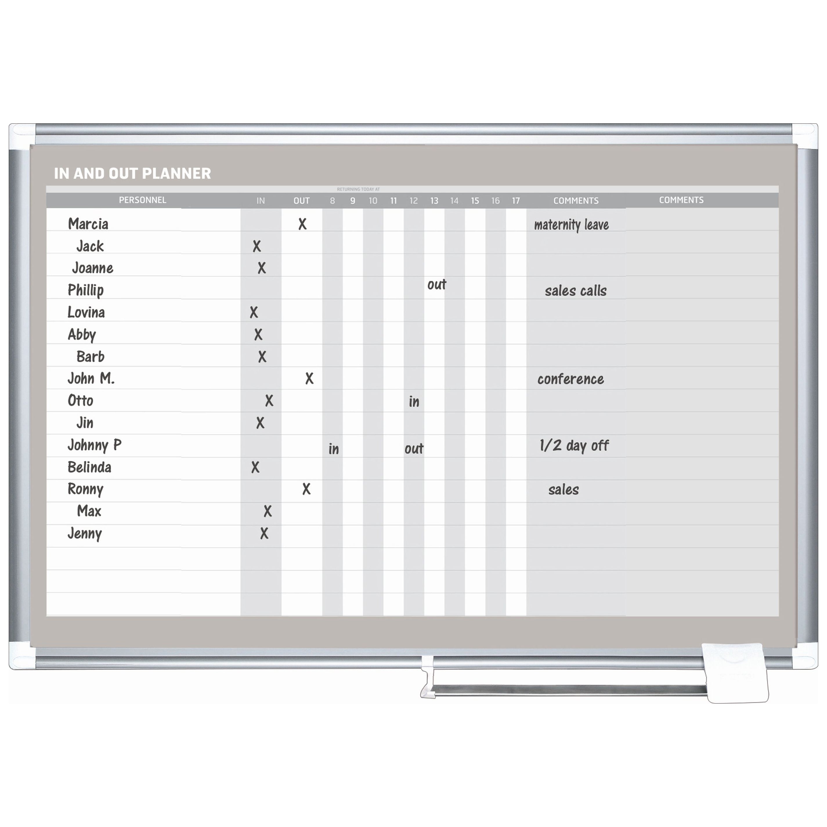 MasterVision In/Out Magnetic Dry-Erase Board, Horizontal Format, 24" x 36", Aluminum Frame