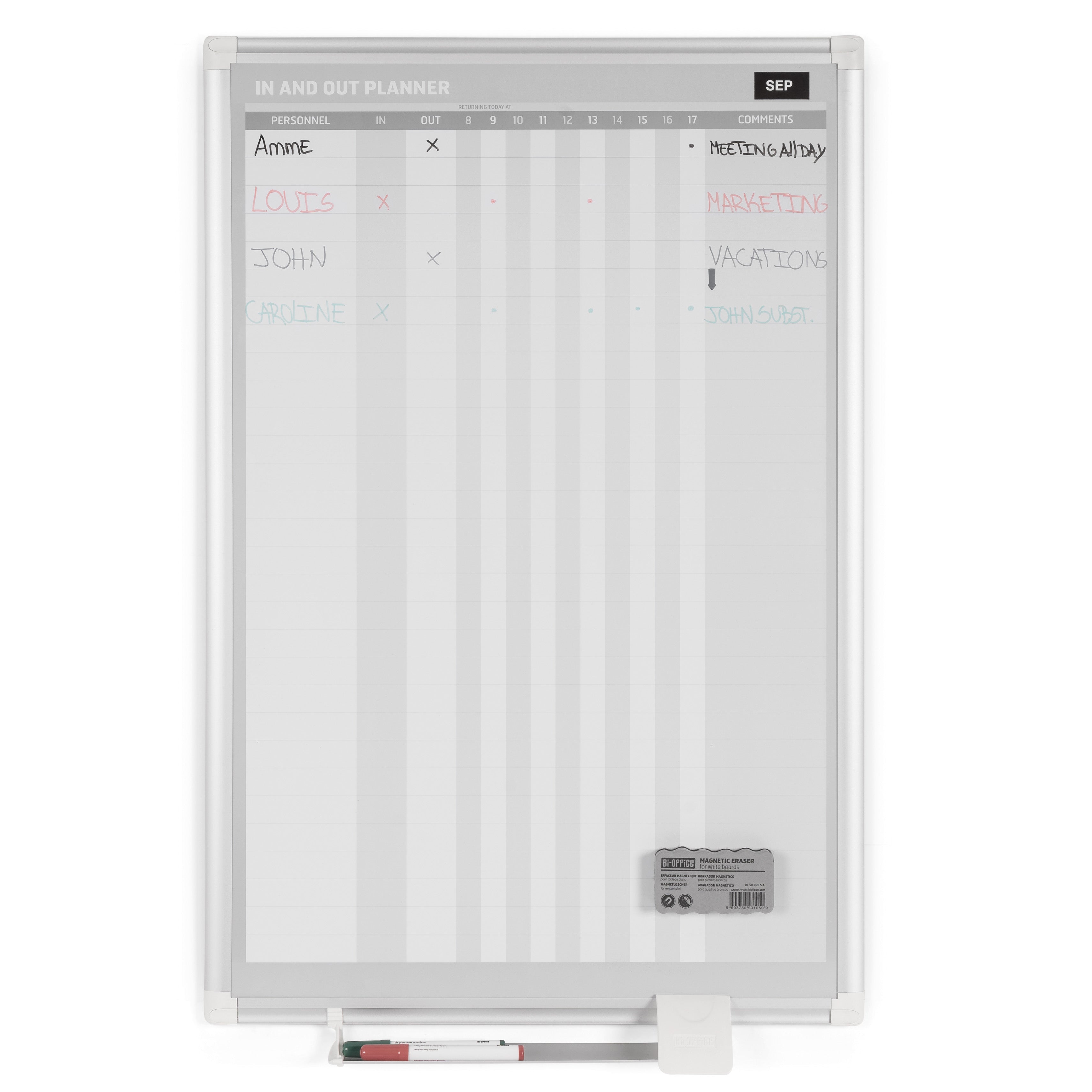 MasterVision In/Out Magnetic Dry-Erase Board, Vertical Format, 36" x 24", Aluminum Frame