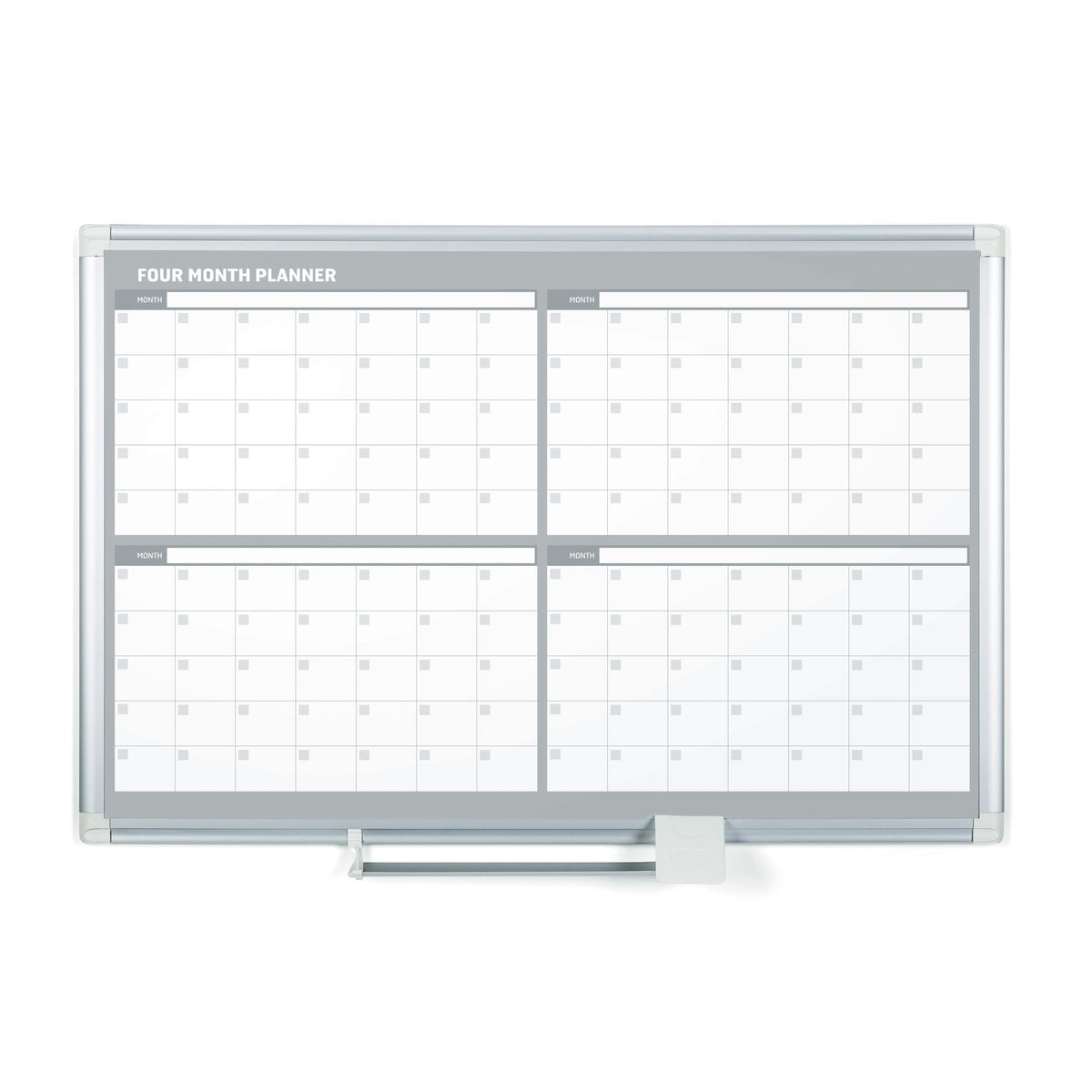 MasterVision Magnetic Steel Dry-Erase Four Month Planner, 24" x 36", Aluminum Frame