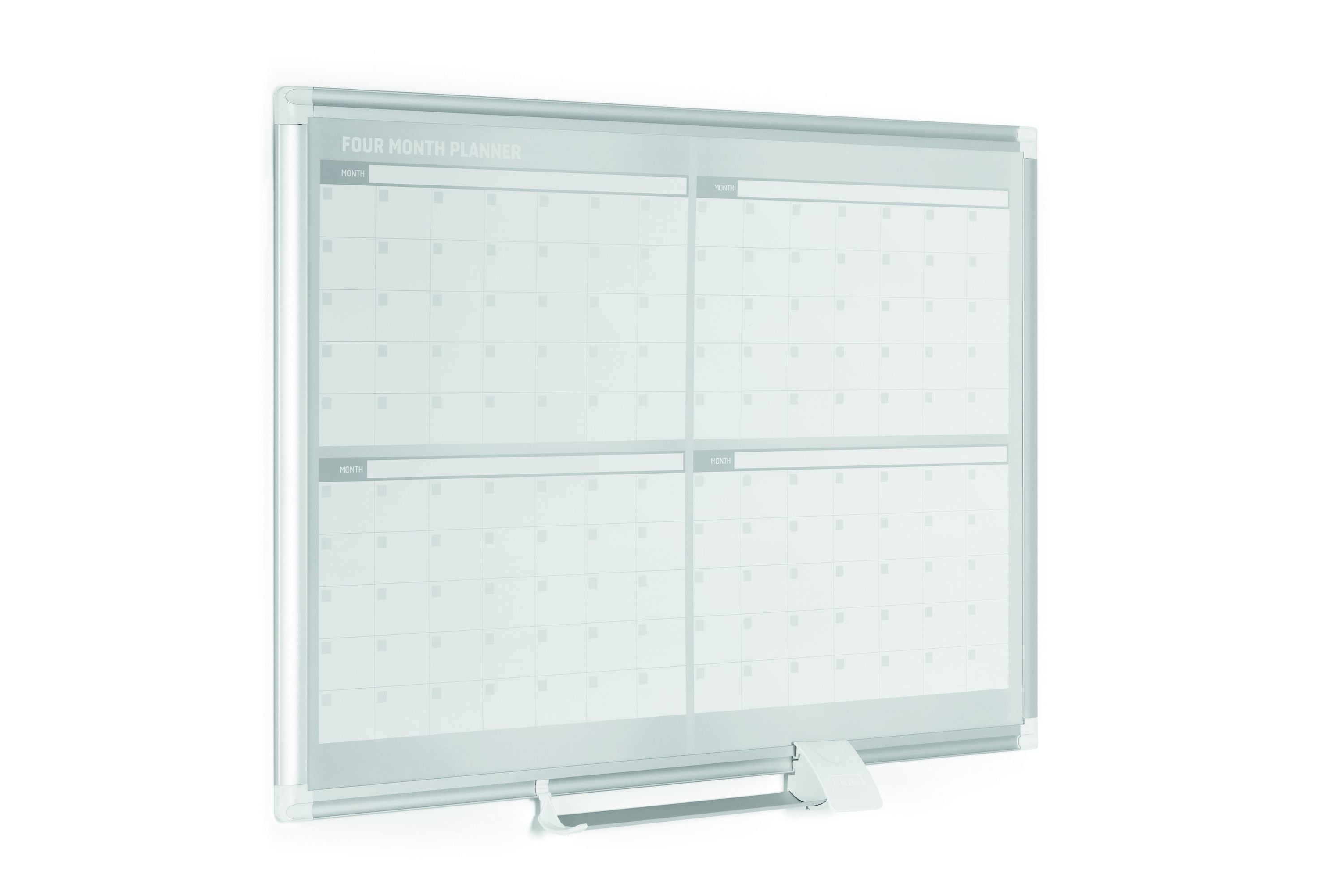 MasterVision Magnetic Steel Dry-Erase Four Month Planner, 36" x 48", Aluminum Frame