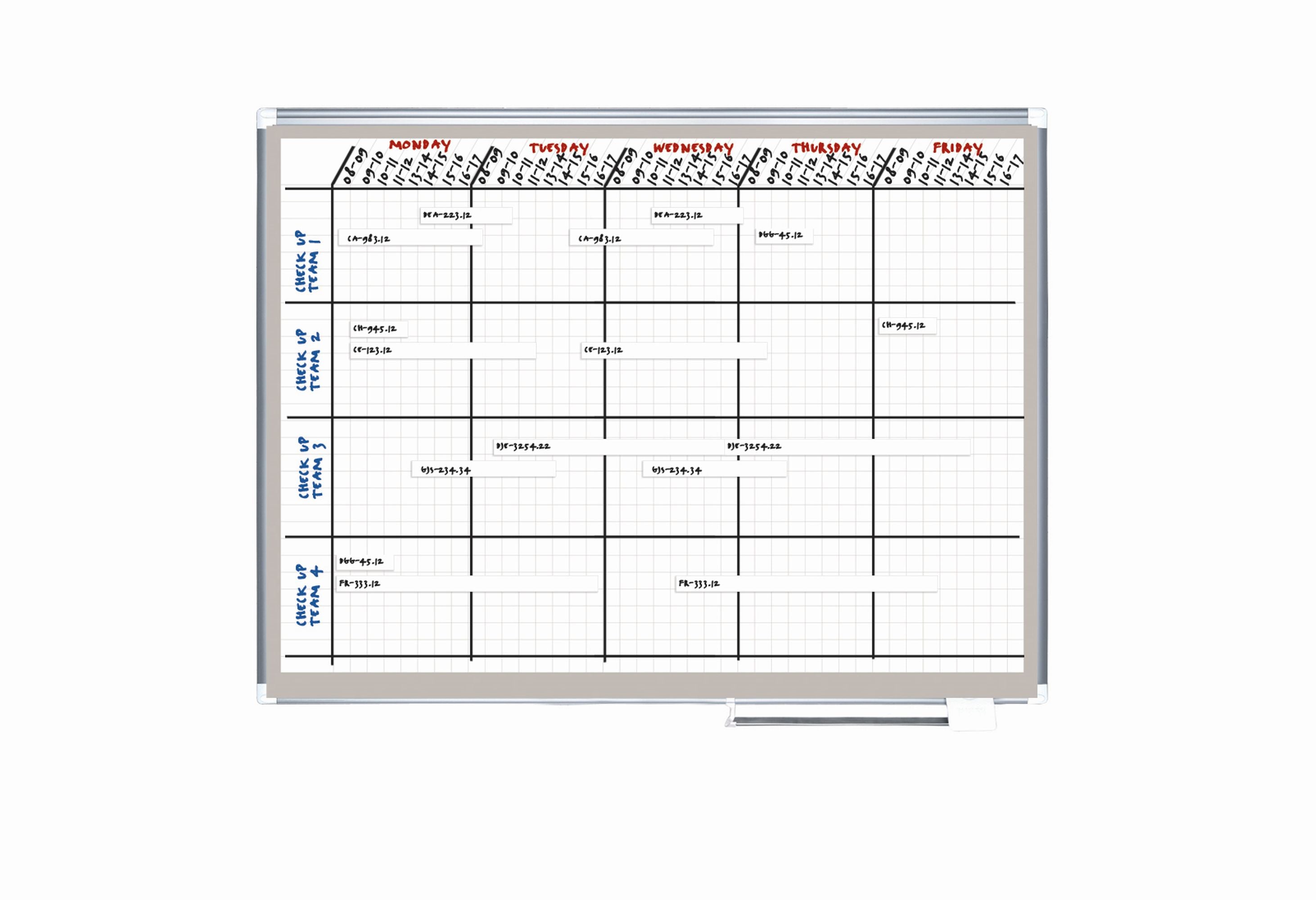 MasterVision Magnetic Steel Dry-Erase Planning Board with Accessory Kit, General Format Grid, Aluminum Frame, 24" x 36"