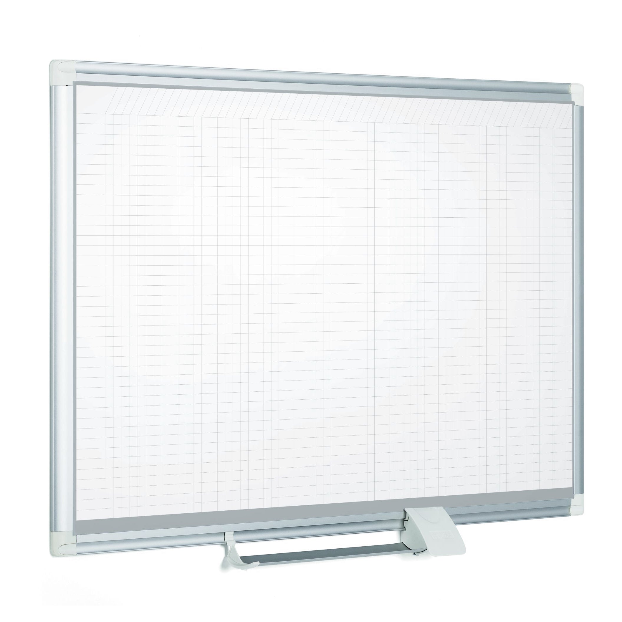 MasterVision Magnetic Steel Dry-Erase Planning Board with Accessory Kit, General Format Grid, Aluminum Frame, 24" x 36"