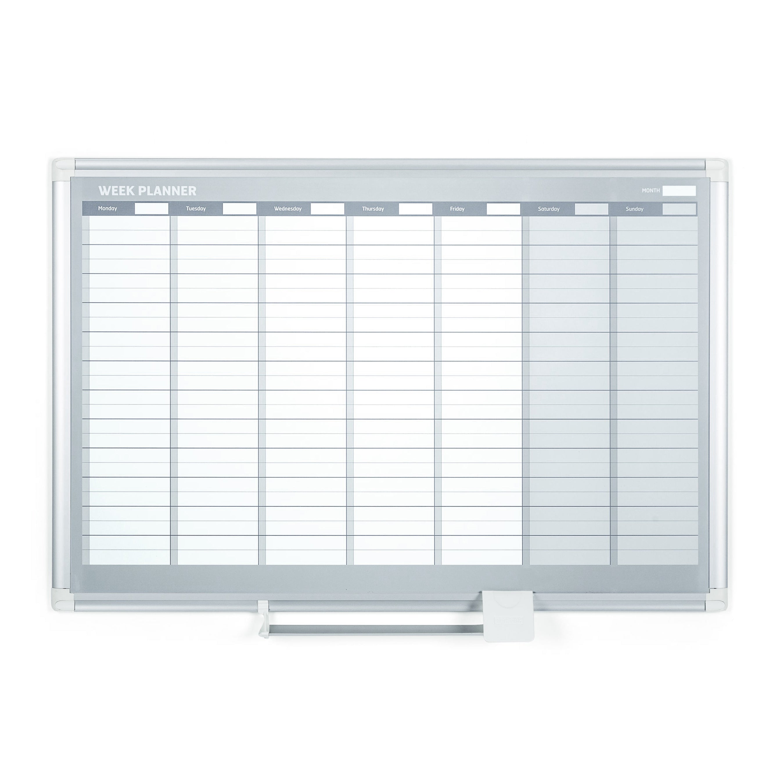 MasterVision Magnetic Steel Dry-Erase Weekly Planner, 24" x 36", Aluminum Frame